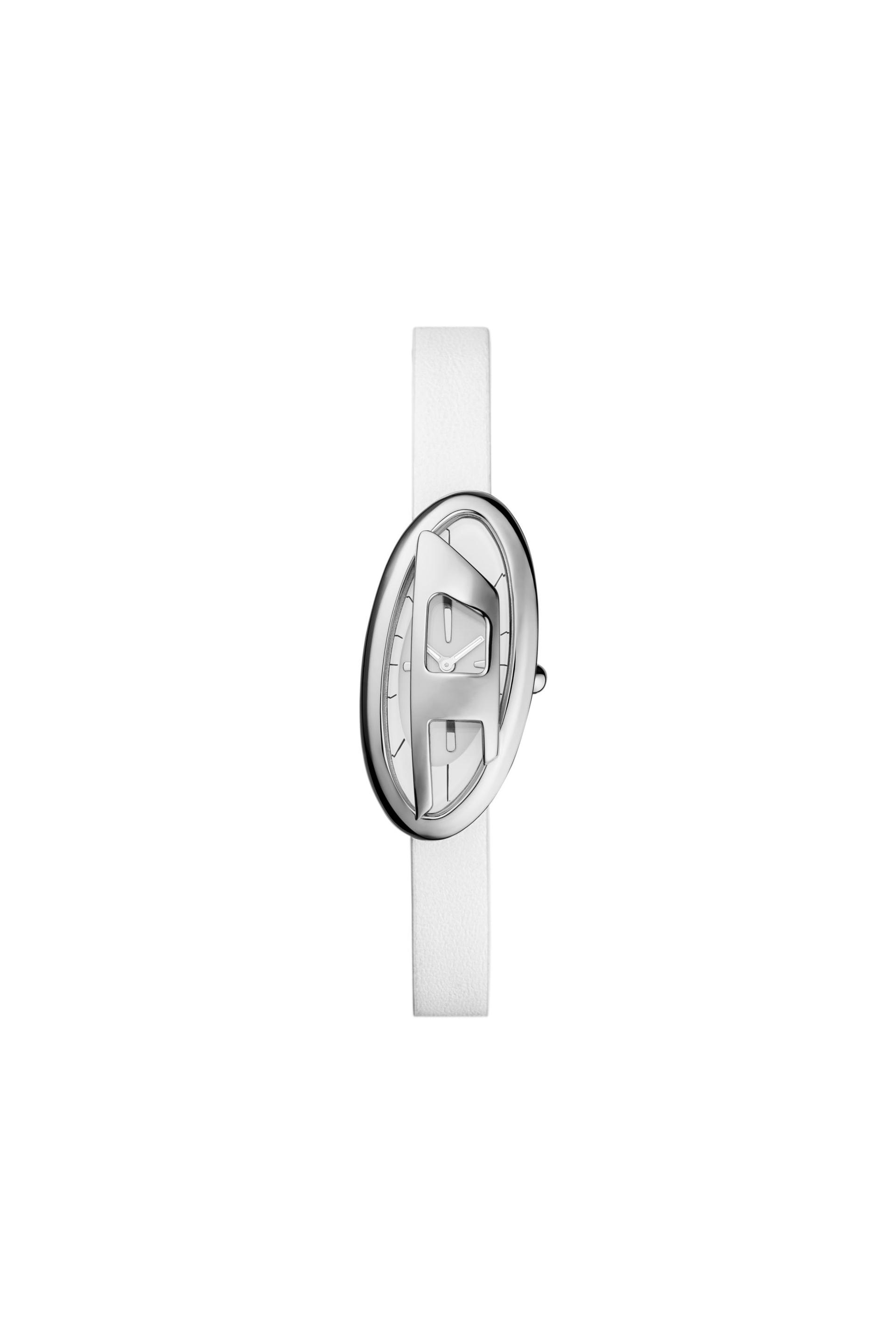 diesel - d-era two-hand white leather watch - timeframes - woman - white