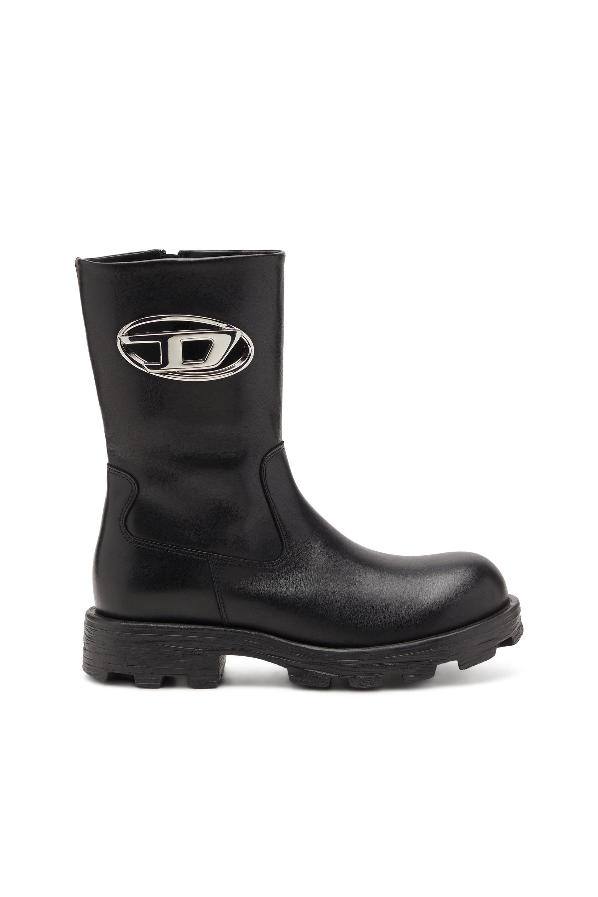 diesel - d-hammer-biker boots in shiny leather - boots - woman - black