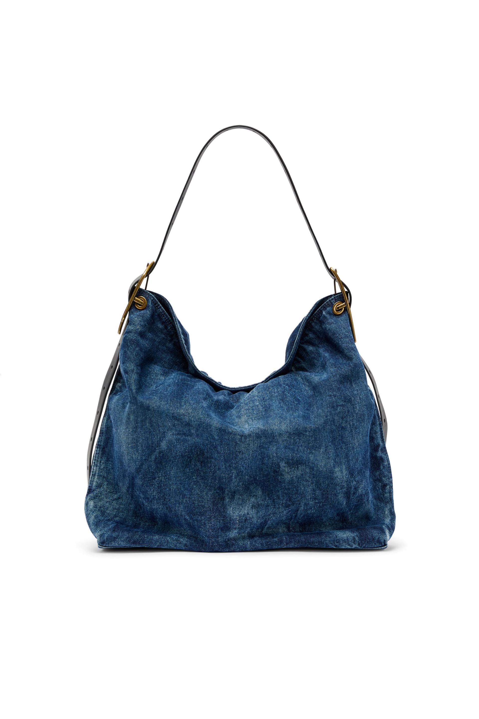diesel - d-line-denim hobo bag - shoulder bags - woman - blue