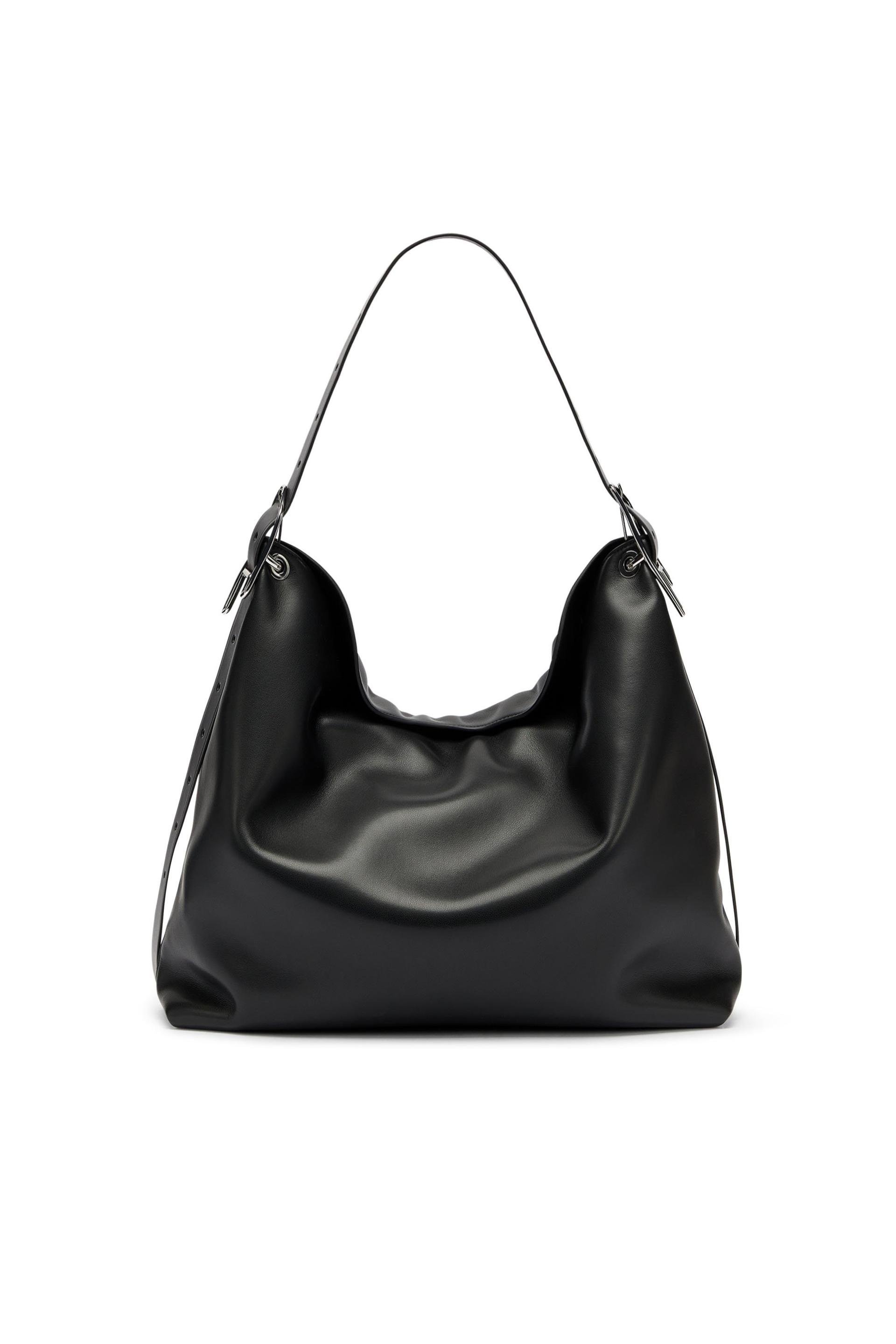 diesel - d-line-leather hobo bag - shoulder bags - woman - black