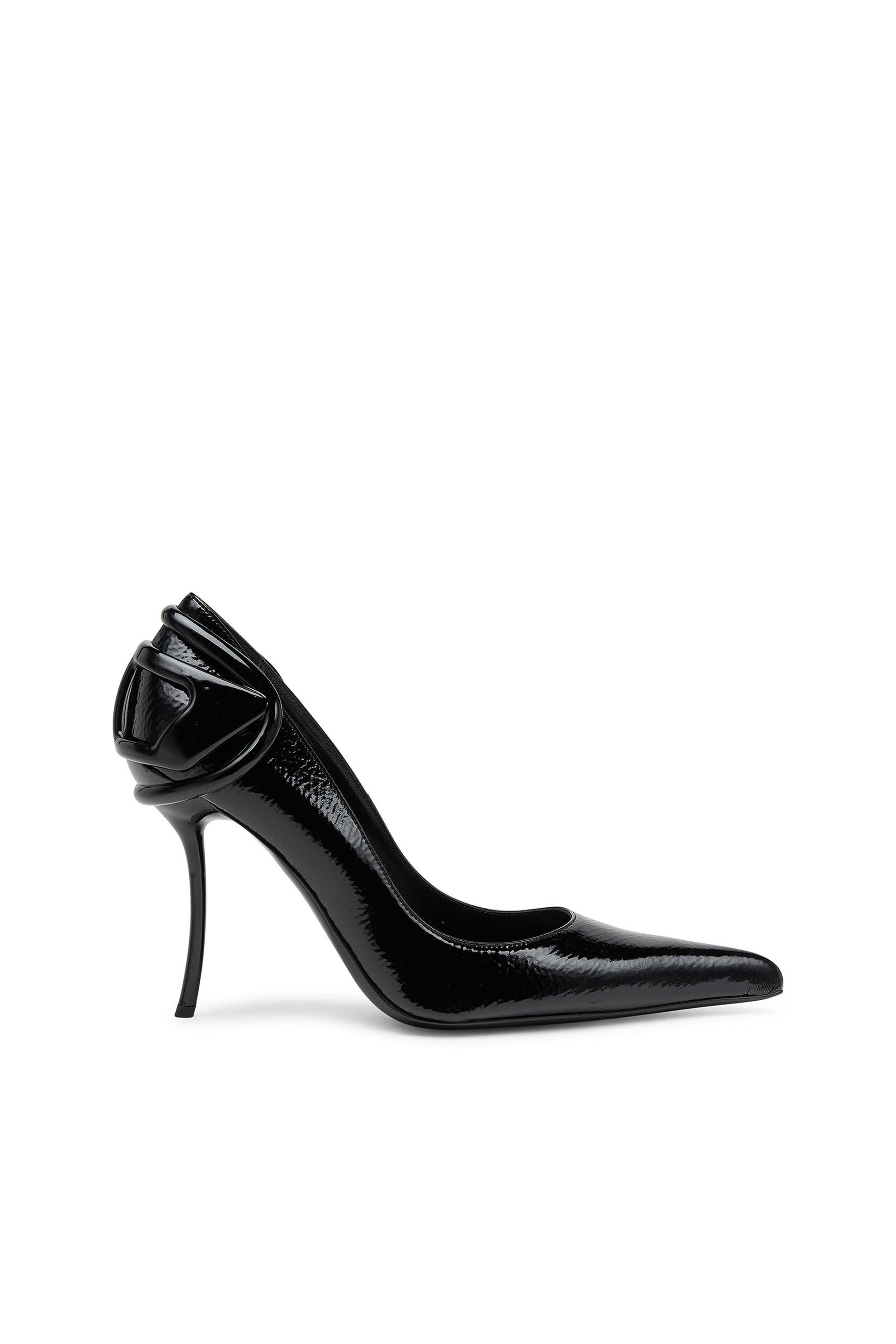 diesel - d-ten & half-glossy pumps with curved heel - heels - woman - black