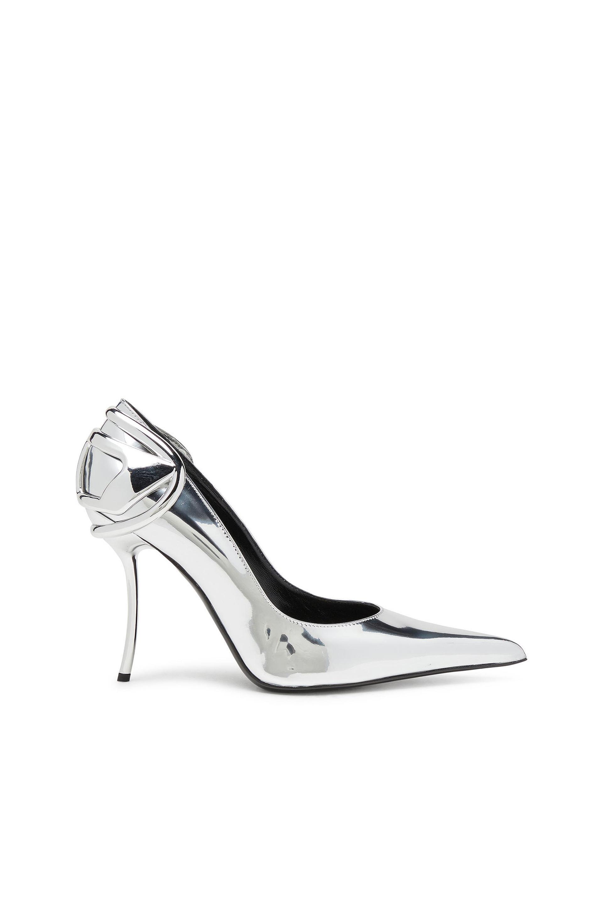 diesel - d-ten & half-metallic pumps with curved heel - heels - woman - silver