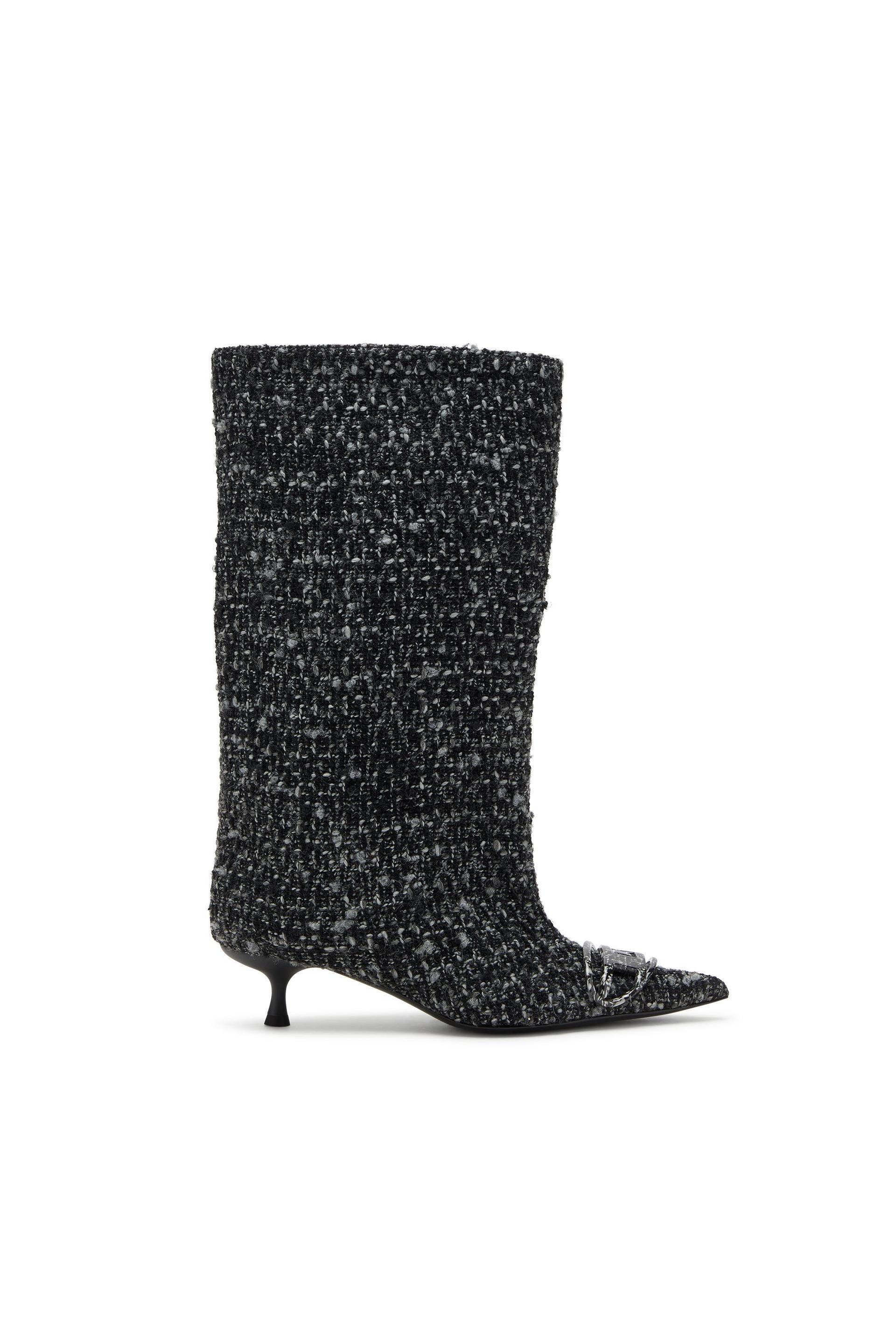 diesel - d-venus-bouclé knee-high boots - boots - woman - black