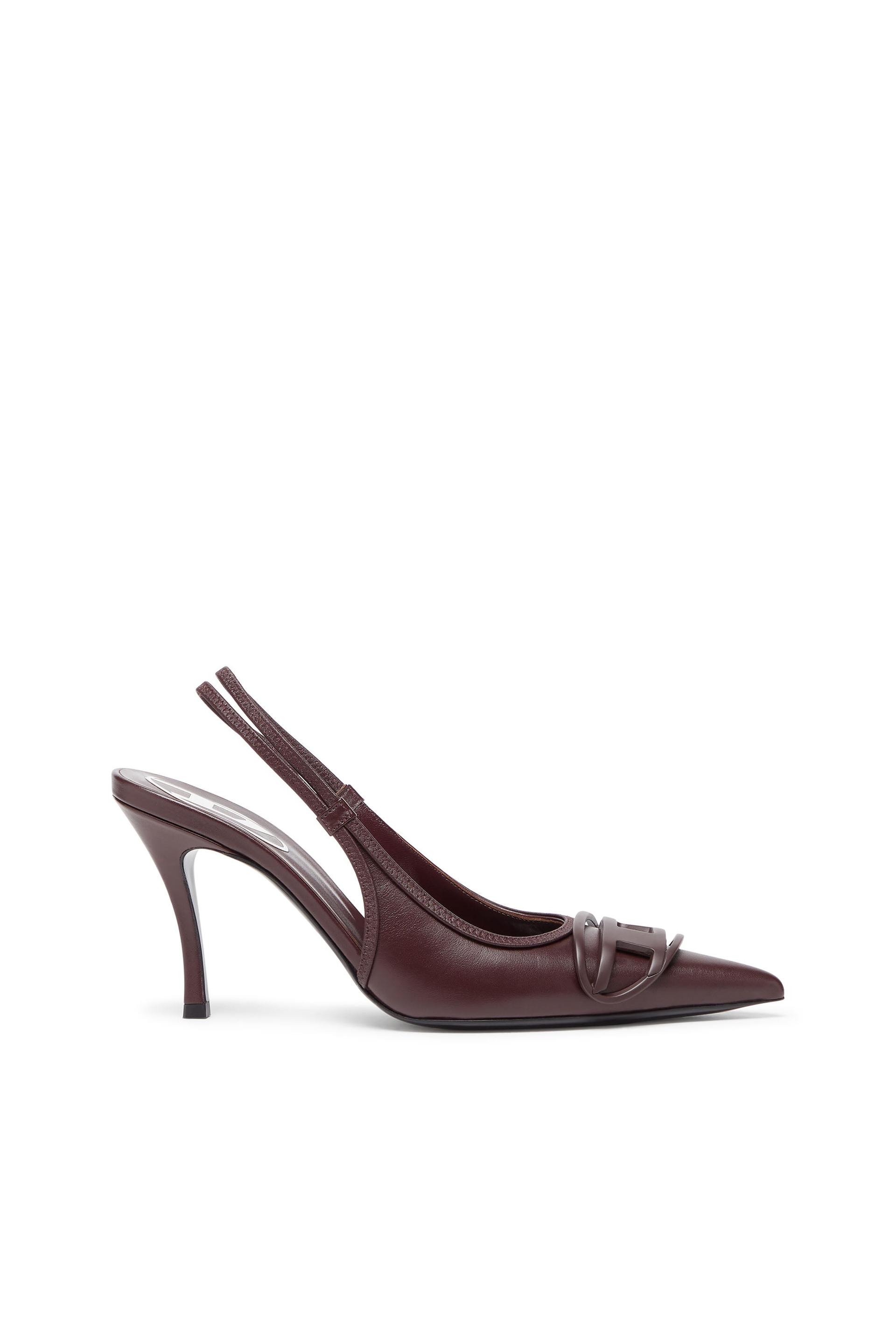 diesel - d-venus-burgundy slingback pumps in nappa leather - heels - woman - red