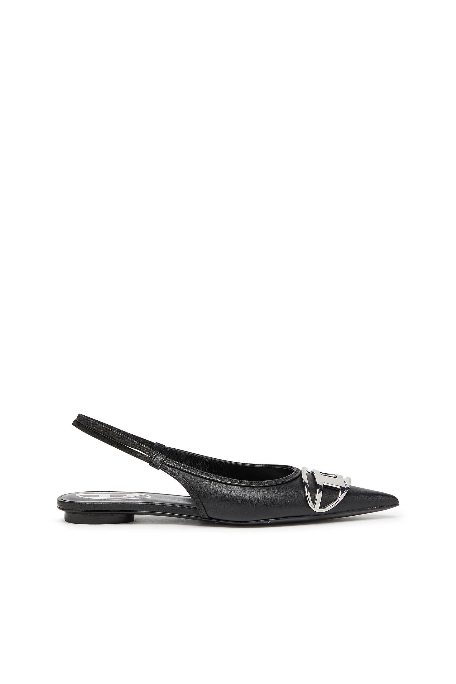 diesel - d-venus-slingback flats in nappa leather - moccasins and mules - woman - black