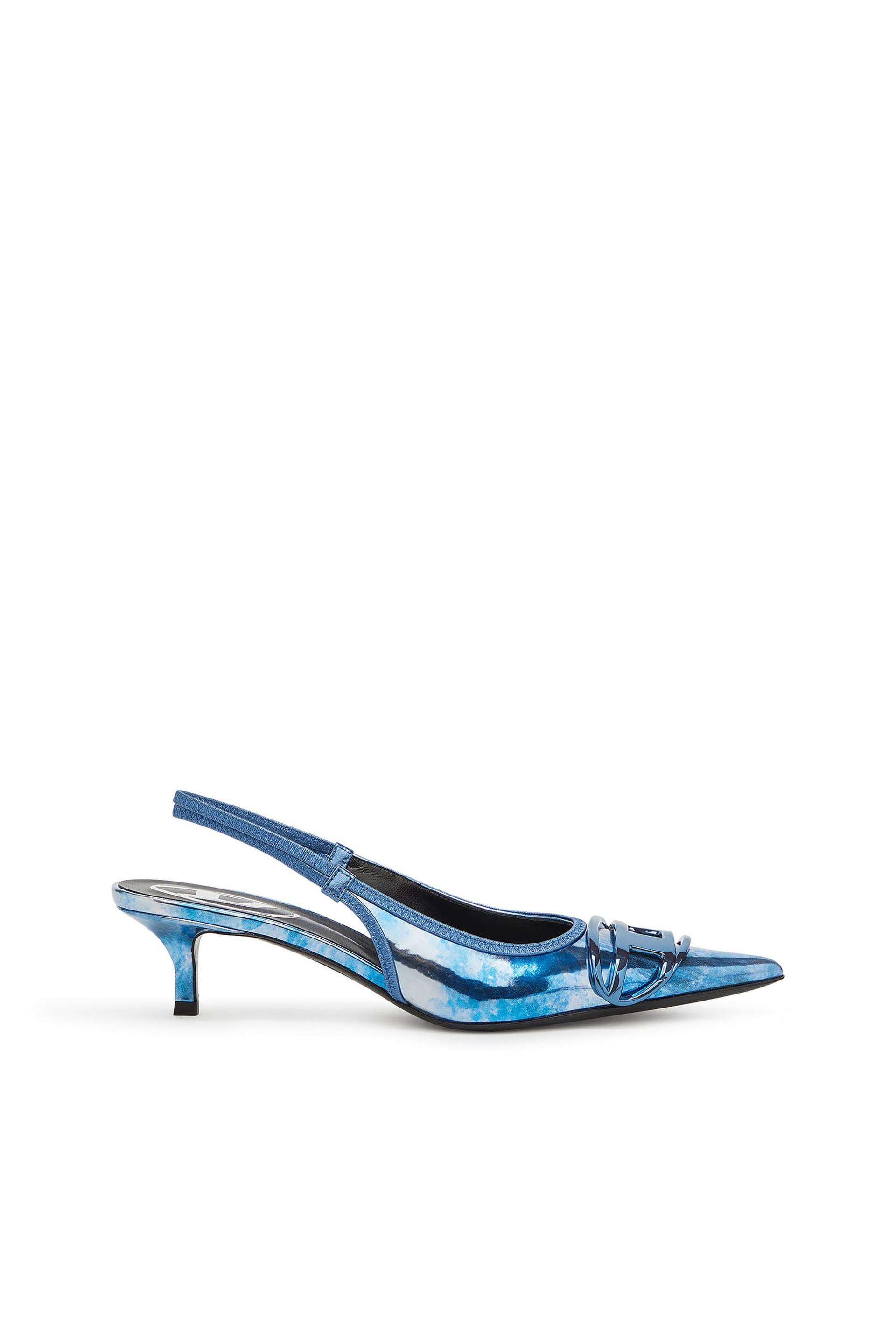 diesel - d-venus-two-tone metallic slingback pumps - heels - woman - blue