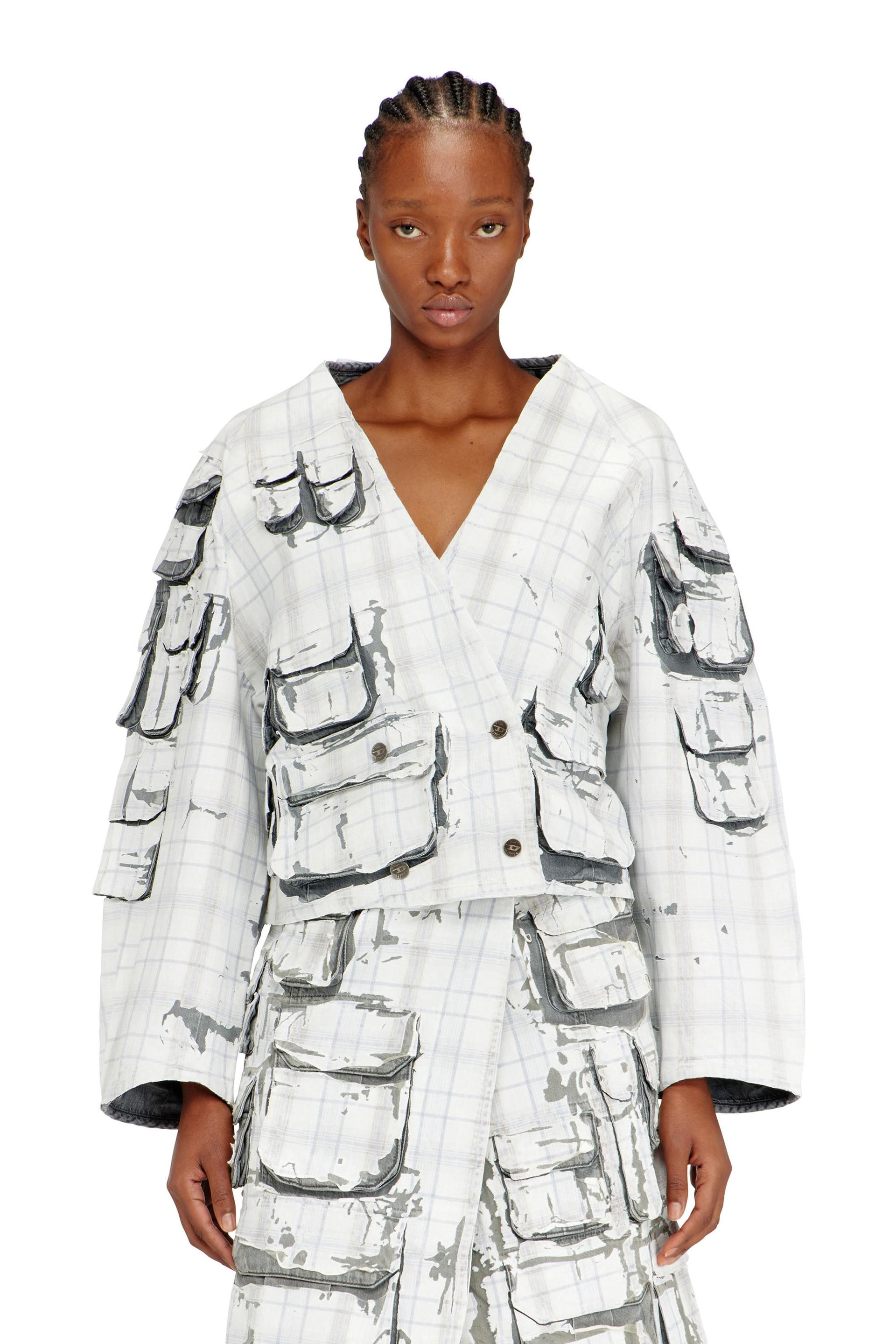 diesel - denim cardi jacket with peel-off effect - denim jackets - woman - grey