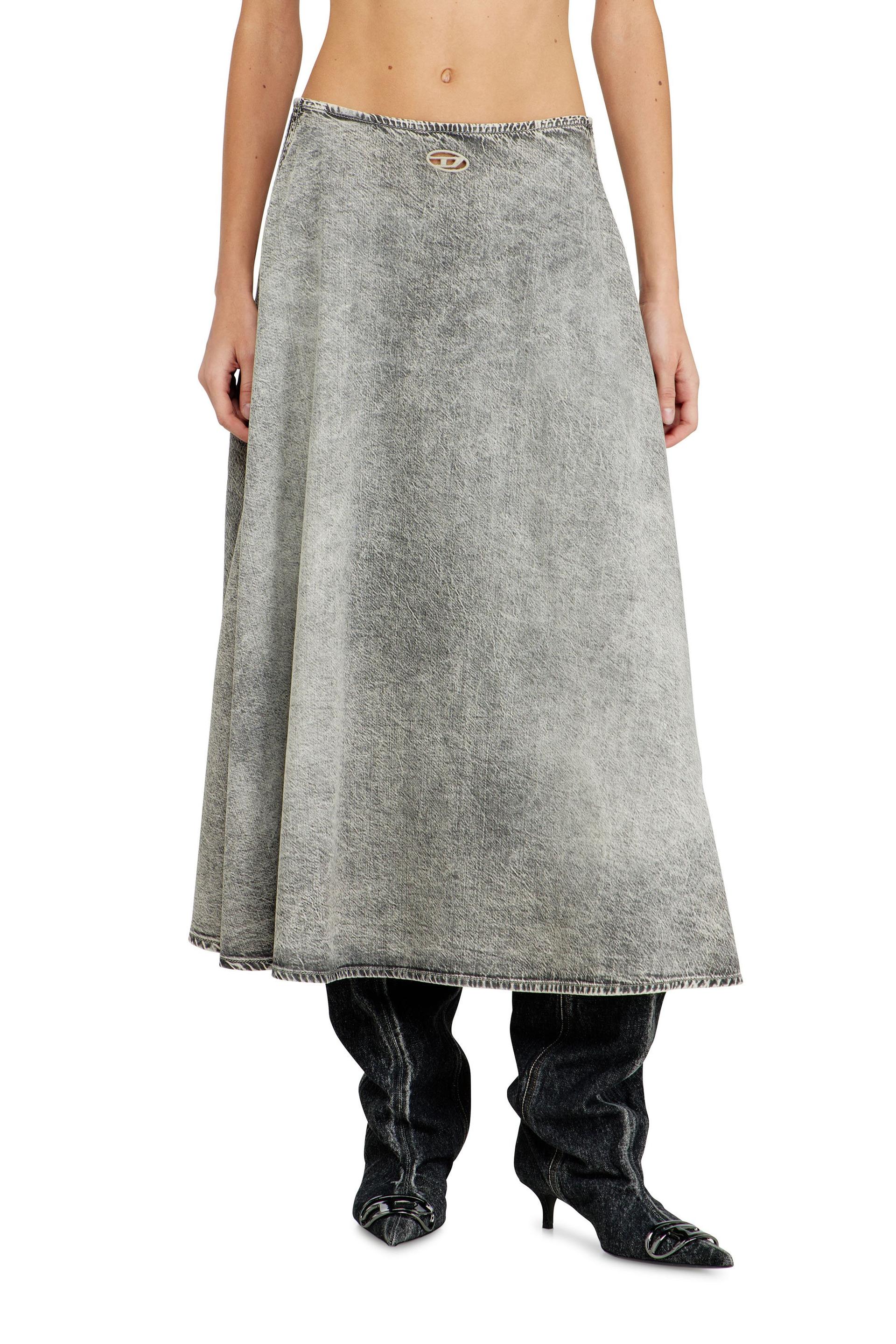 diesel - denim full skirt with athletic stripes - skirts - woman - grey