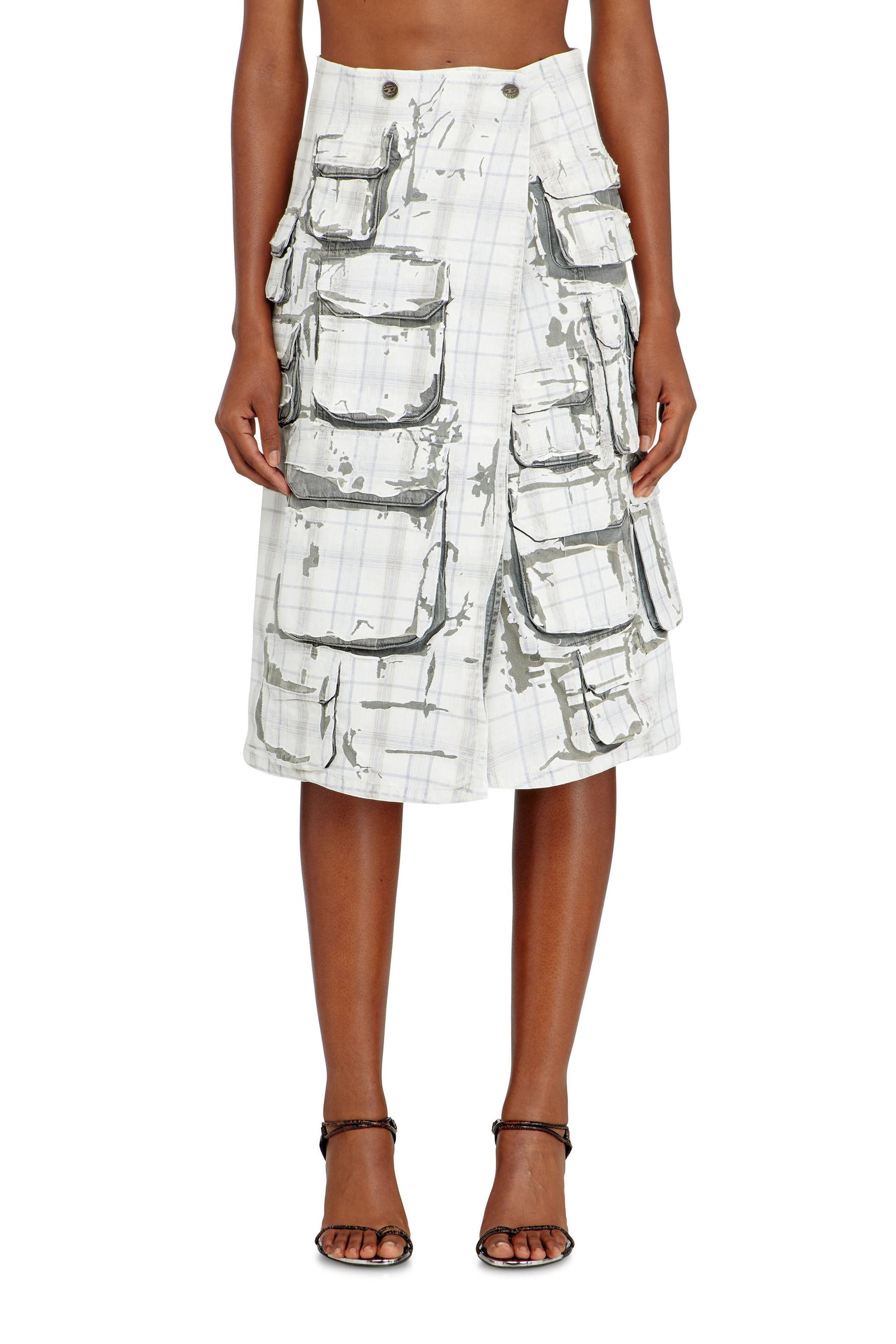diesel - denim midi skirt with peel-off effect - skirts - woman - grey