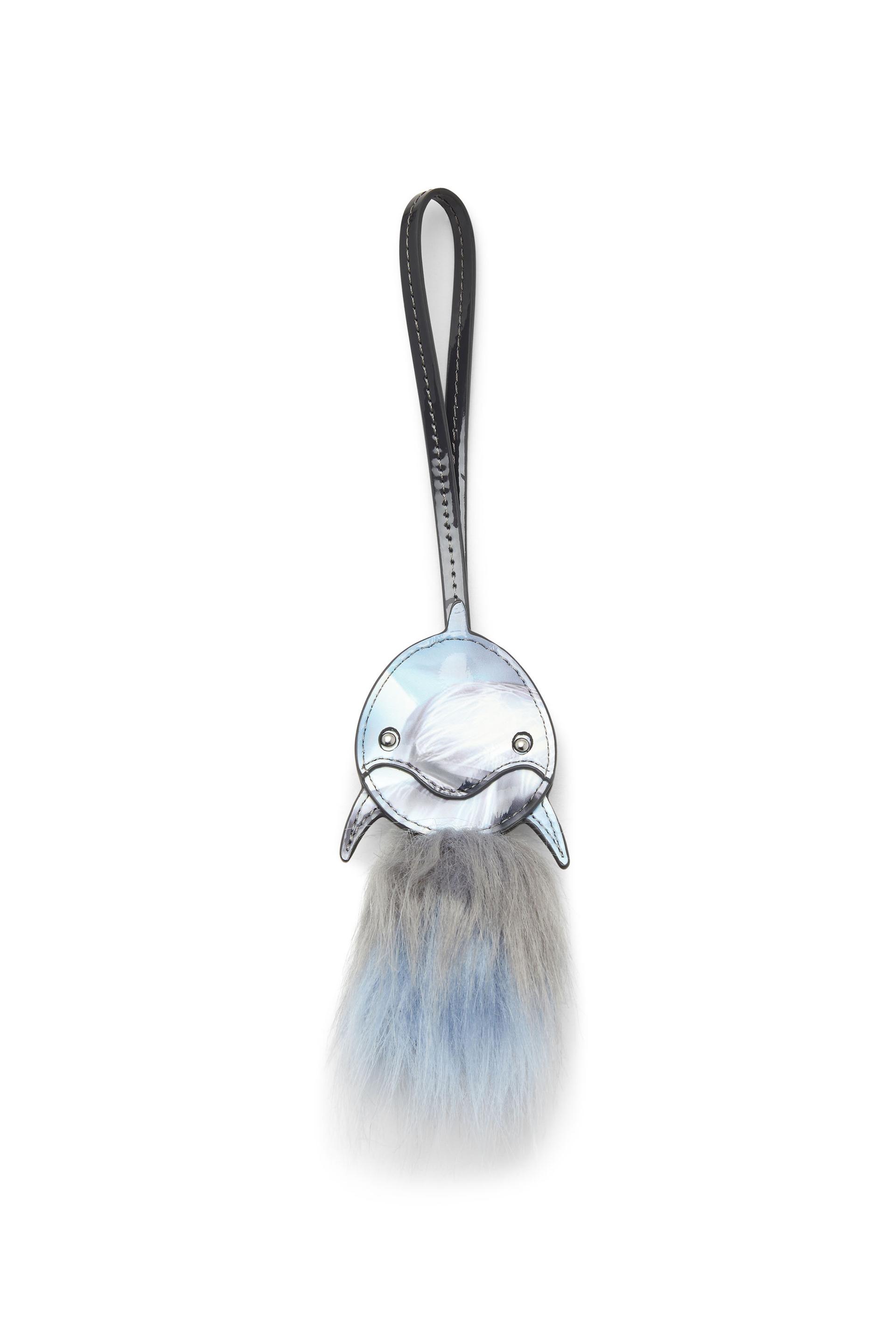 diesel - dolphin bag charm with fluffy tail - charms and keyrings - woman - blue