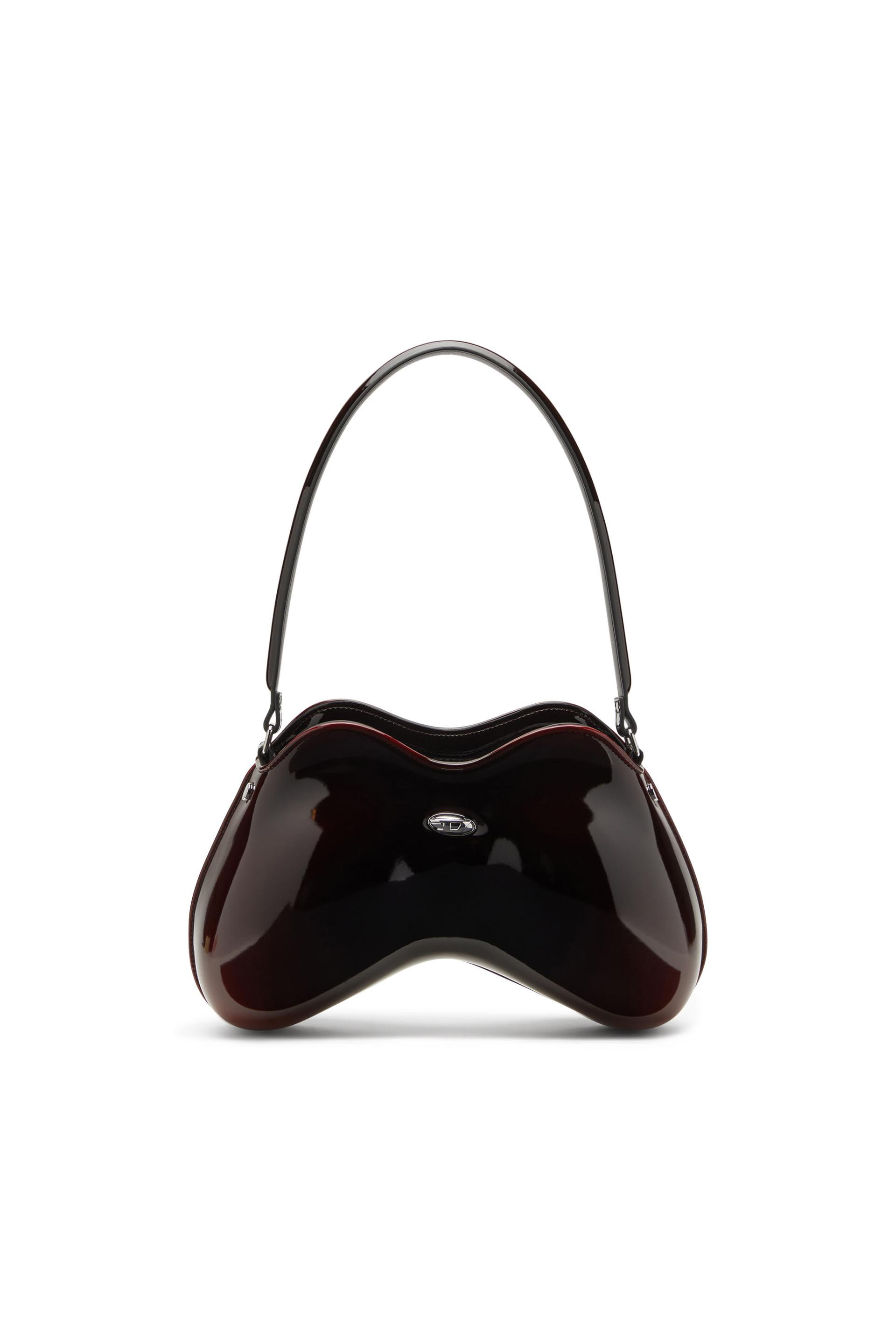 diesel - double-d-rigid shoulder bag in dégradé glossy pu - shoulder bags - woman - red