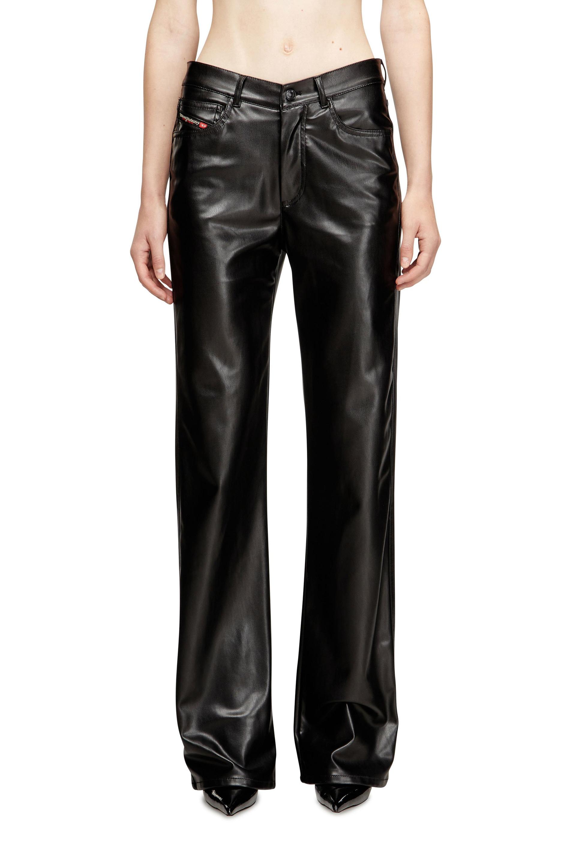 diesel - five pocket pants in coated fabric - pants - woman - black