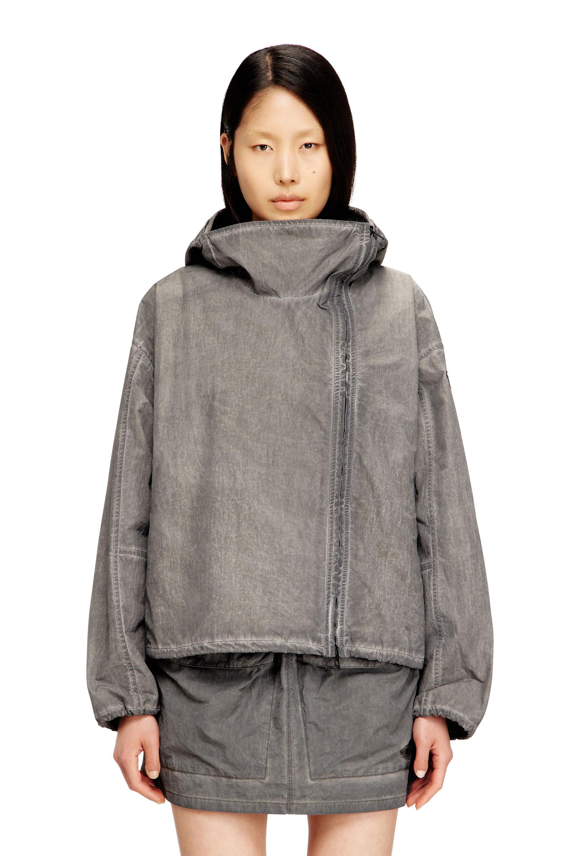 diesel - hooded windbreaker in treated taslan - jackets - woman - grey