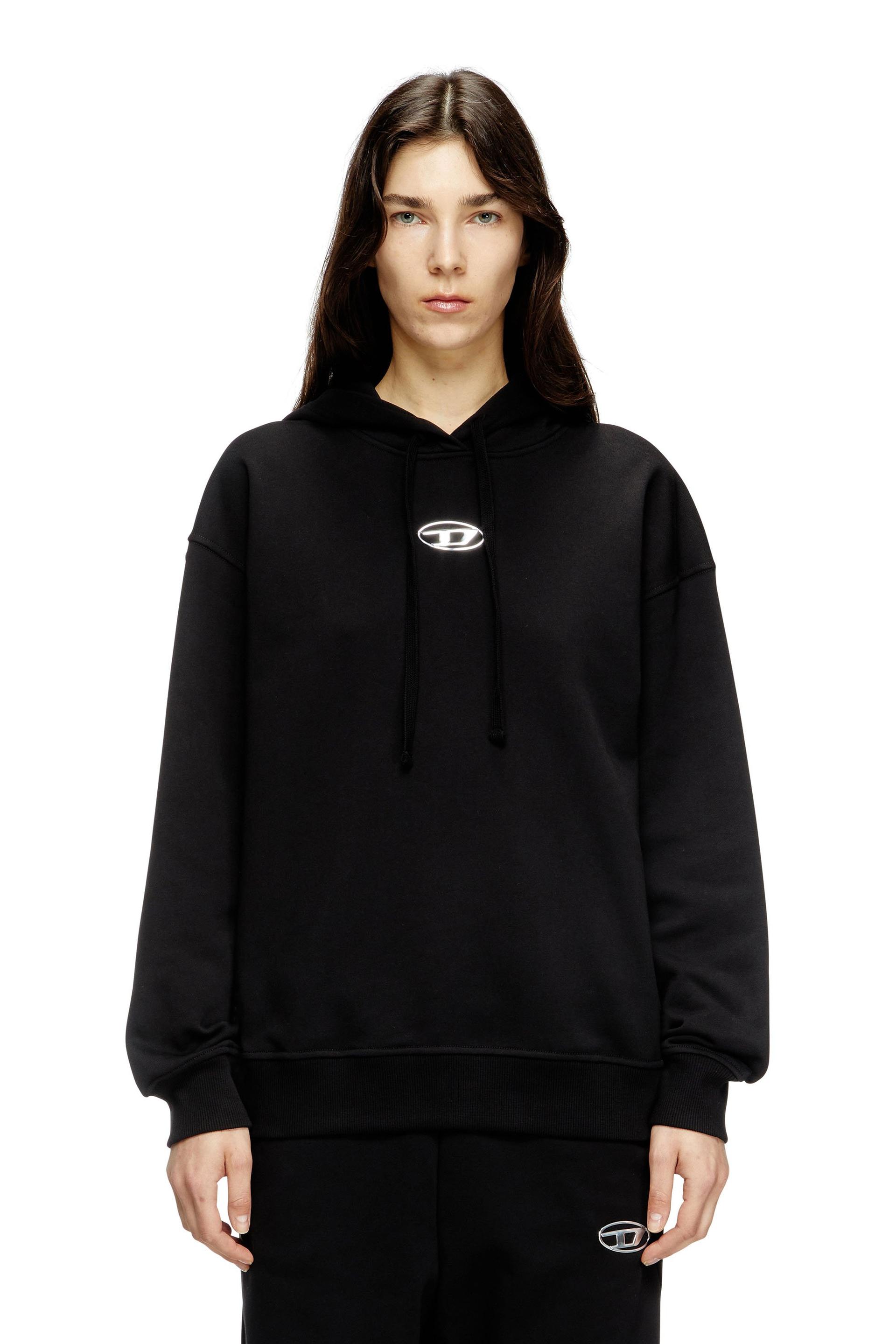 diesel - hoodie with metal-effect oval d logo - sweaters - woman - black