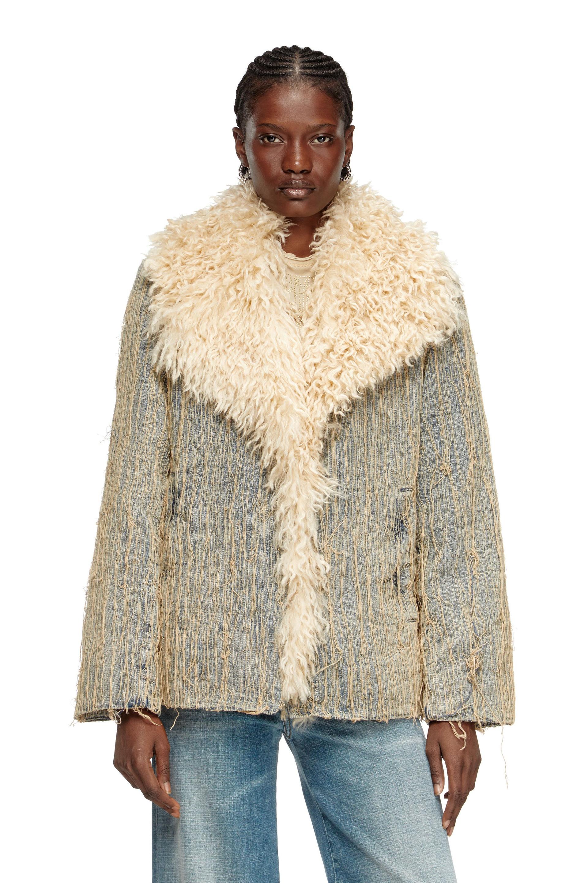 diesel - jacket in floating-thread jacquard denim - denim jackets - woman - blue