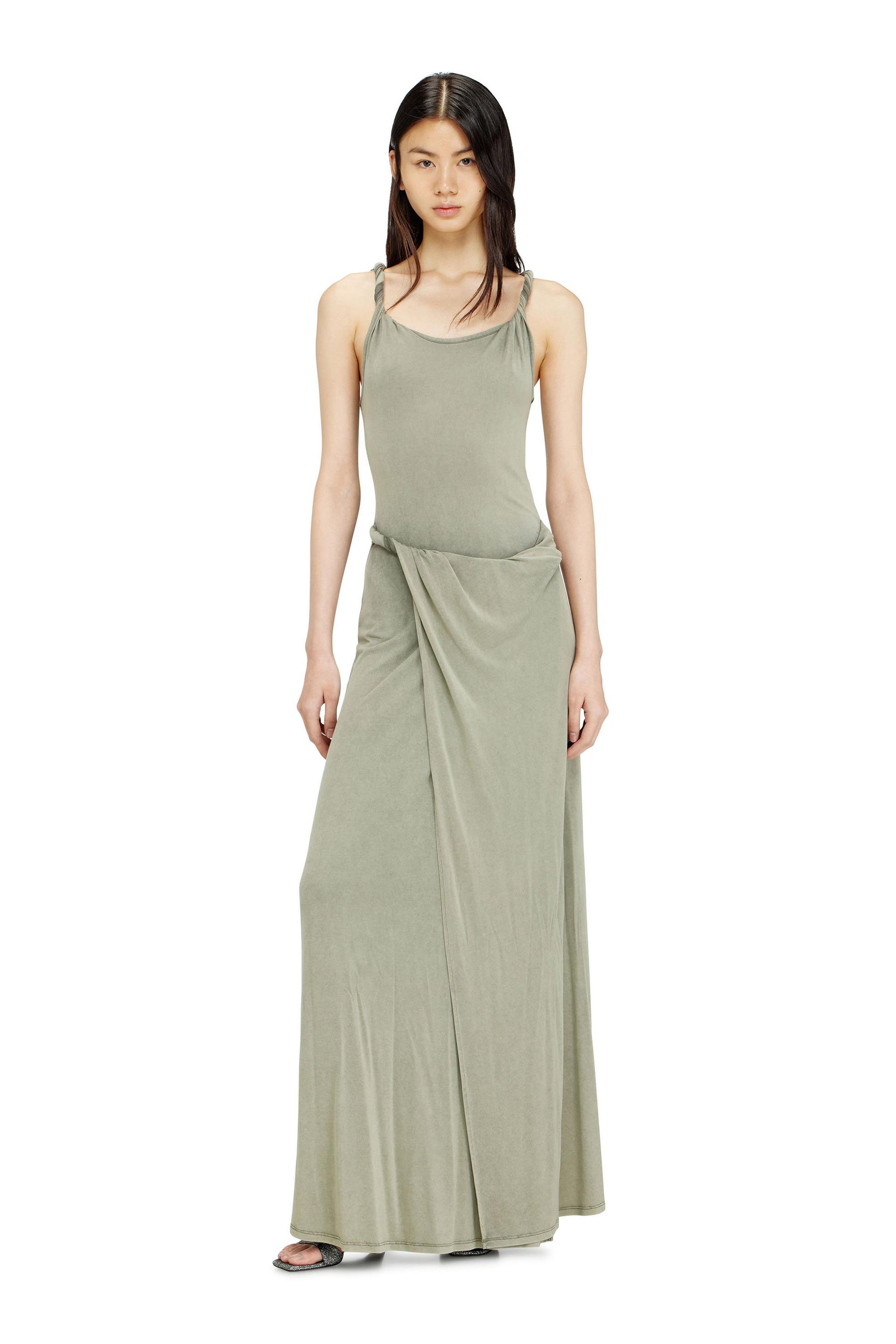 diesel - jersey maxi dress with twisted details - dresses - woman - green
