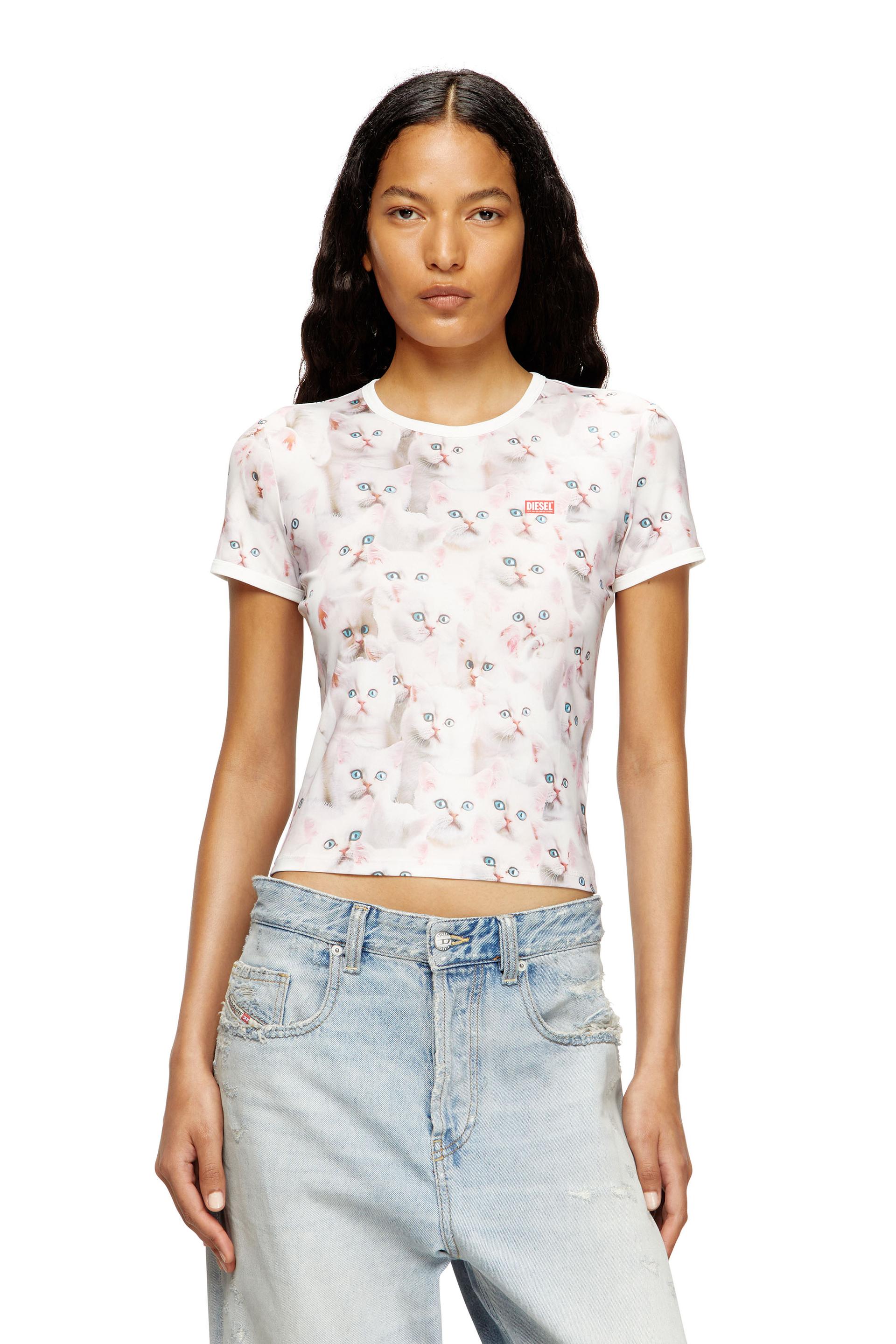 diesel - jersey top with all-over print - t-shirts - woman - white