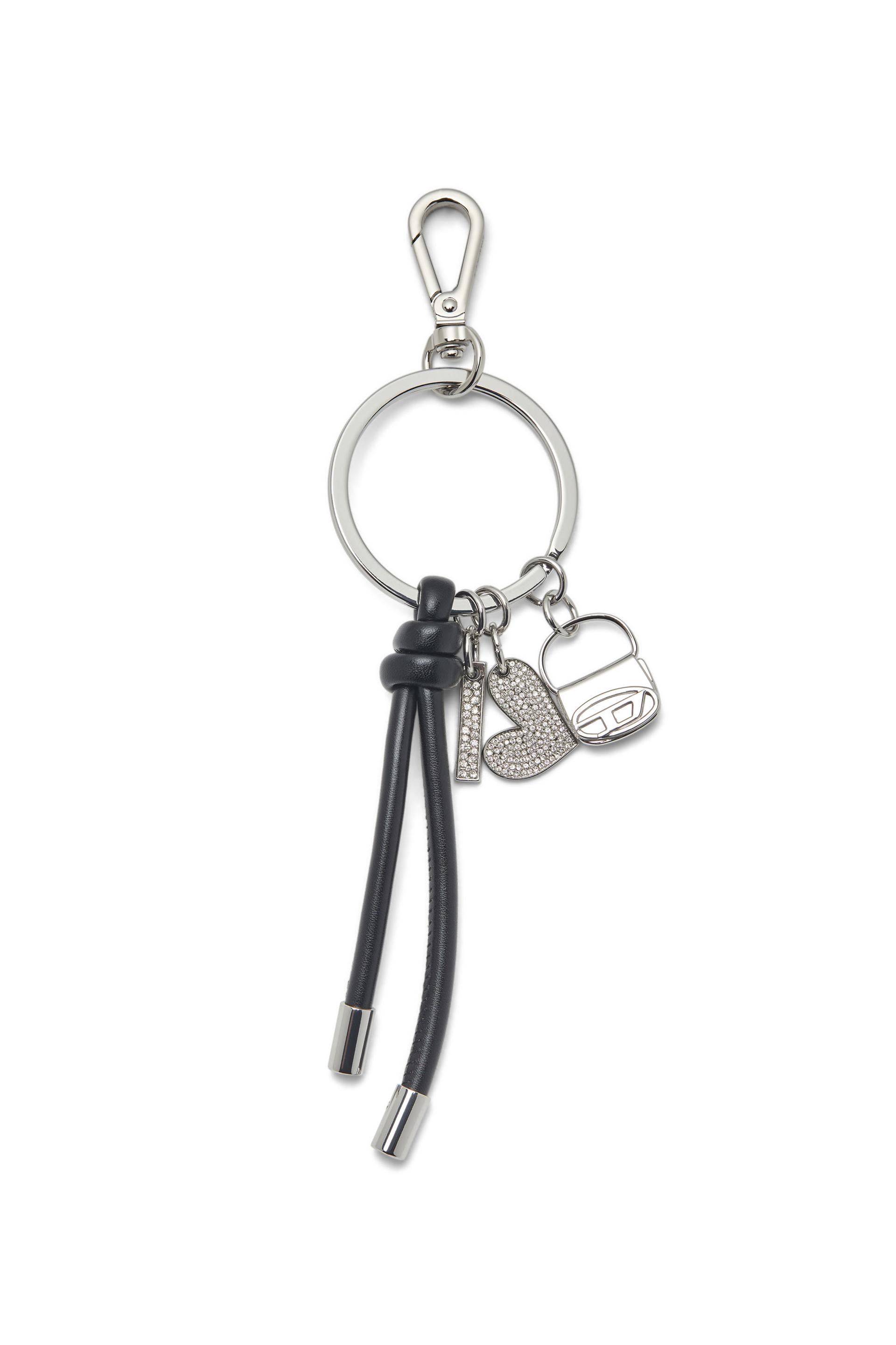 diesel - keyring charm with heart and bag pendants - charms and keyrings - woman - silver