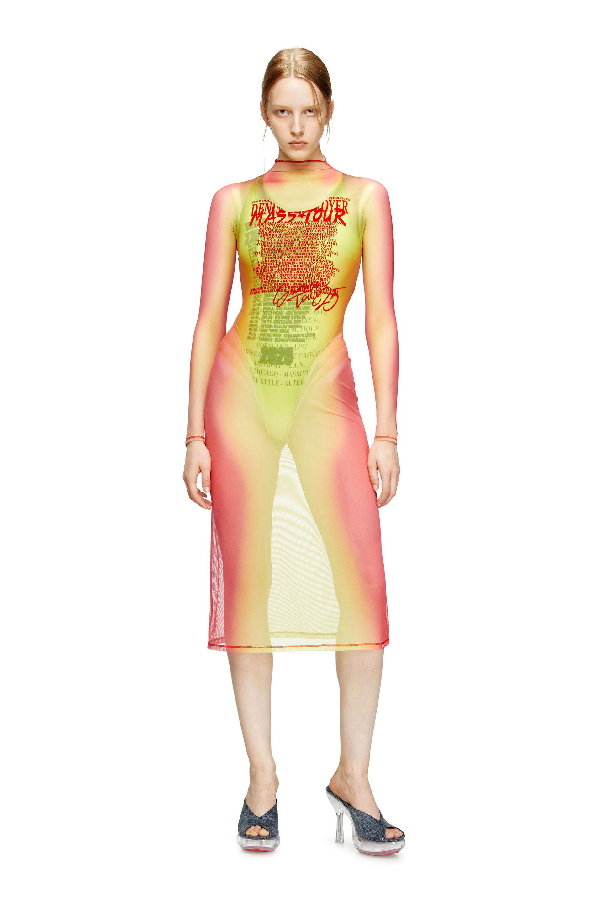 diesel - layered midi dress with lyrics print - dresses - woman - multicolor