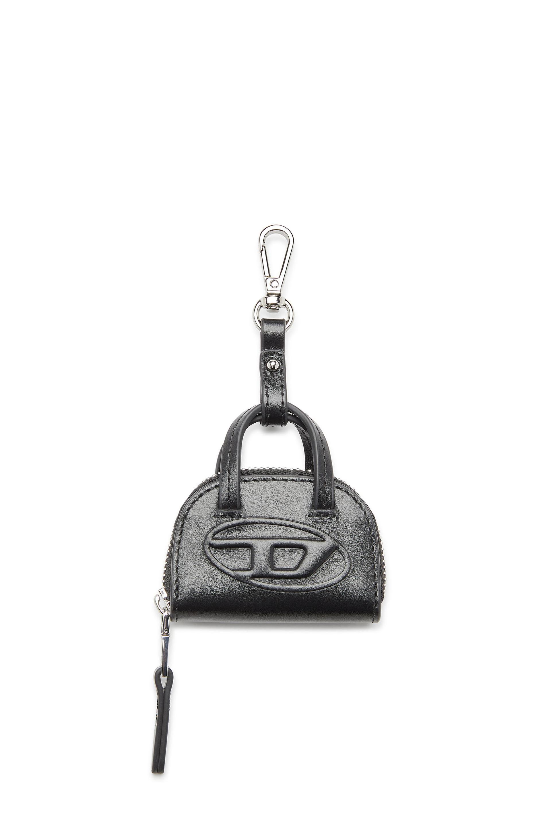 diesel - leather bag charm - charms and keyrings - woman - black
