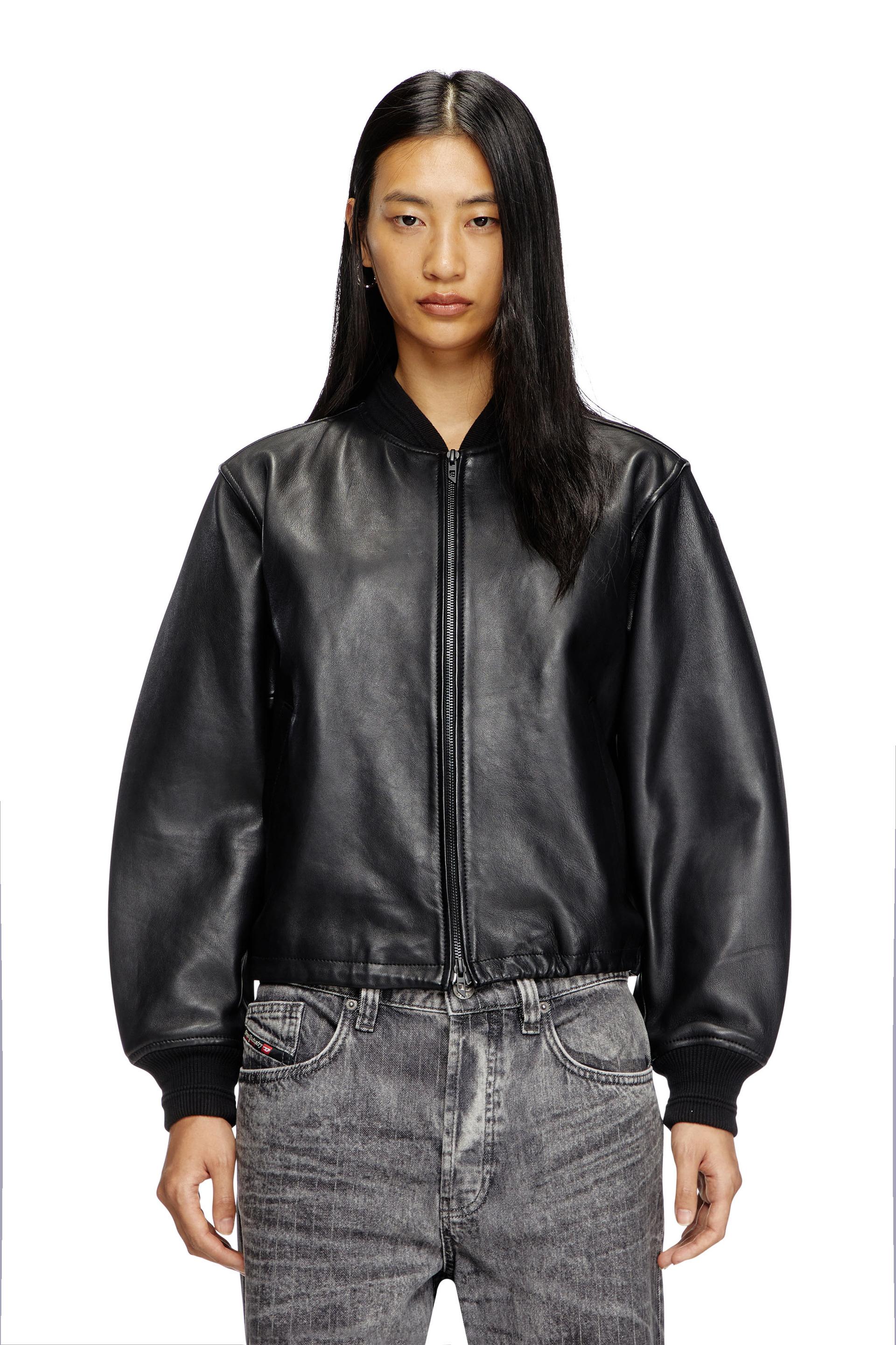 diesel - leather bomber jacket - leather jackets - woman - black