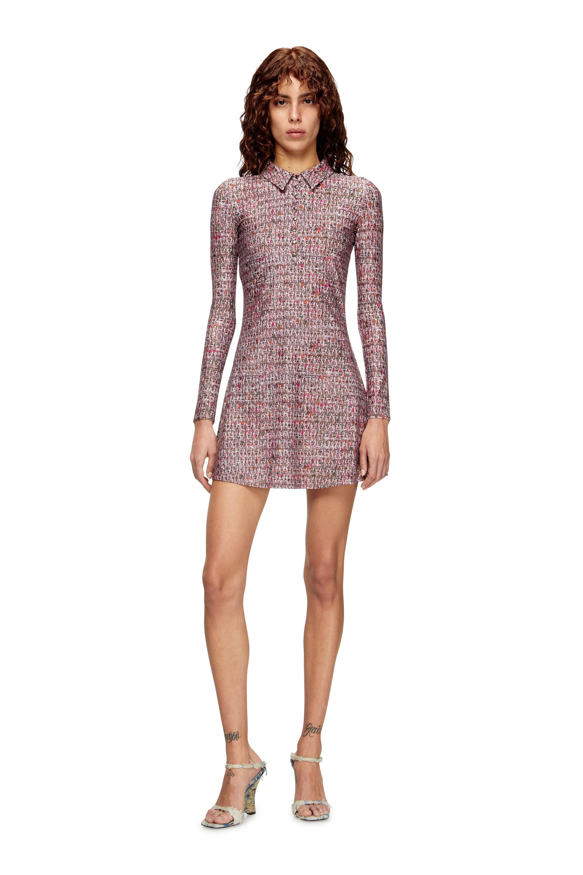 diesel - lycra dress with bouclé print - dresses - woman - pink