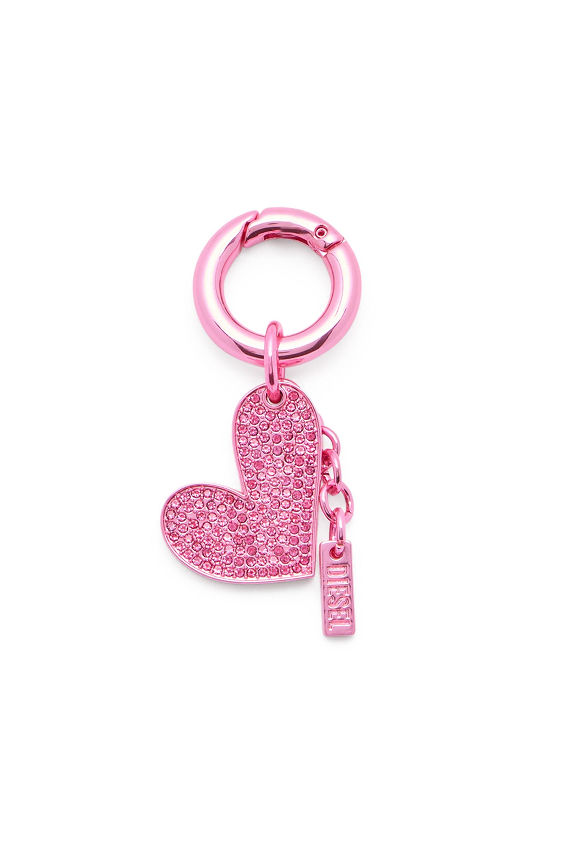 diesel - metal heart charm with rhinestones - charms and keyrings - woman - pink