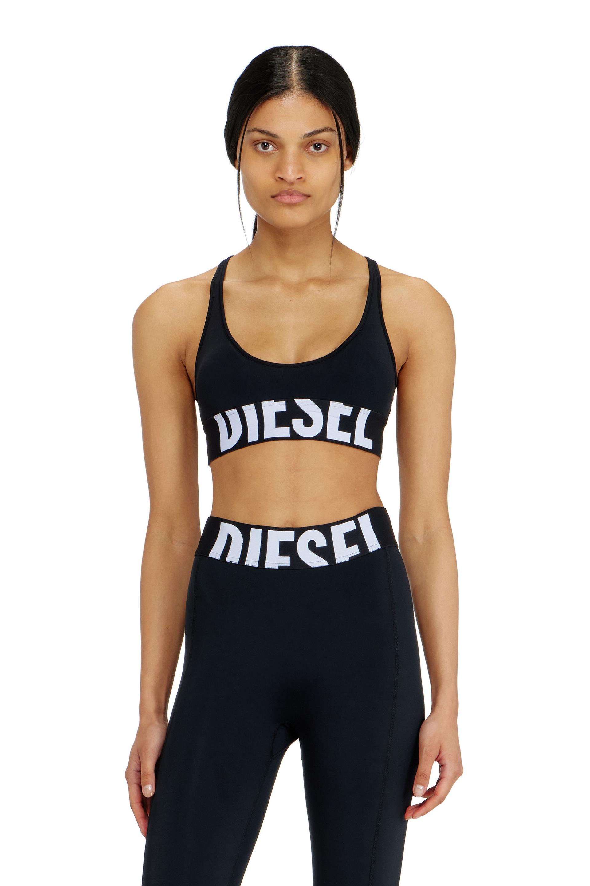 diesel - microfibre sports bra with cut-off logo - bras - woman - black