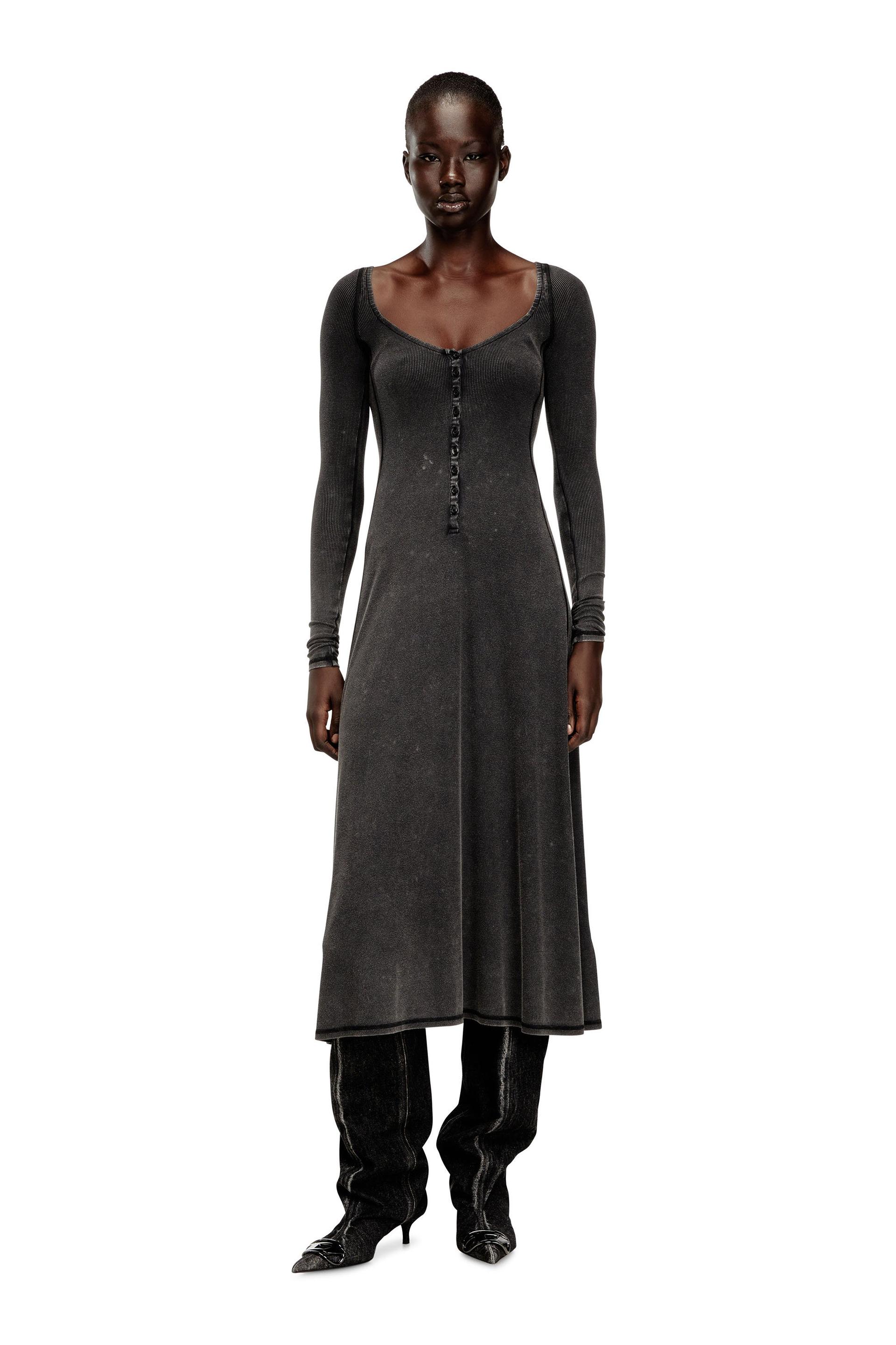 diesel - midi dress in faded ribbed jersey - dresses - woman - grey