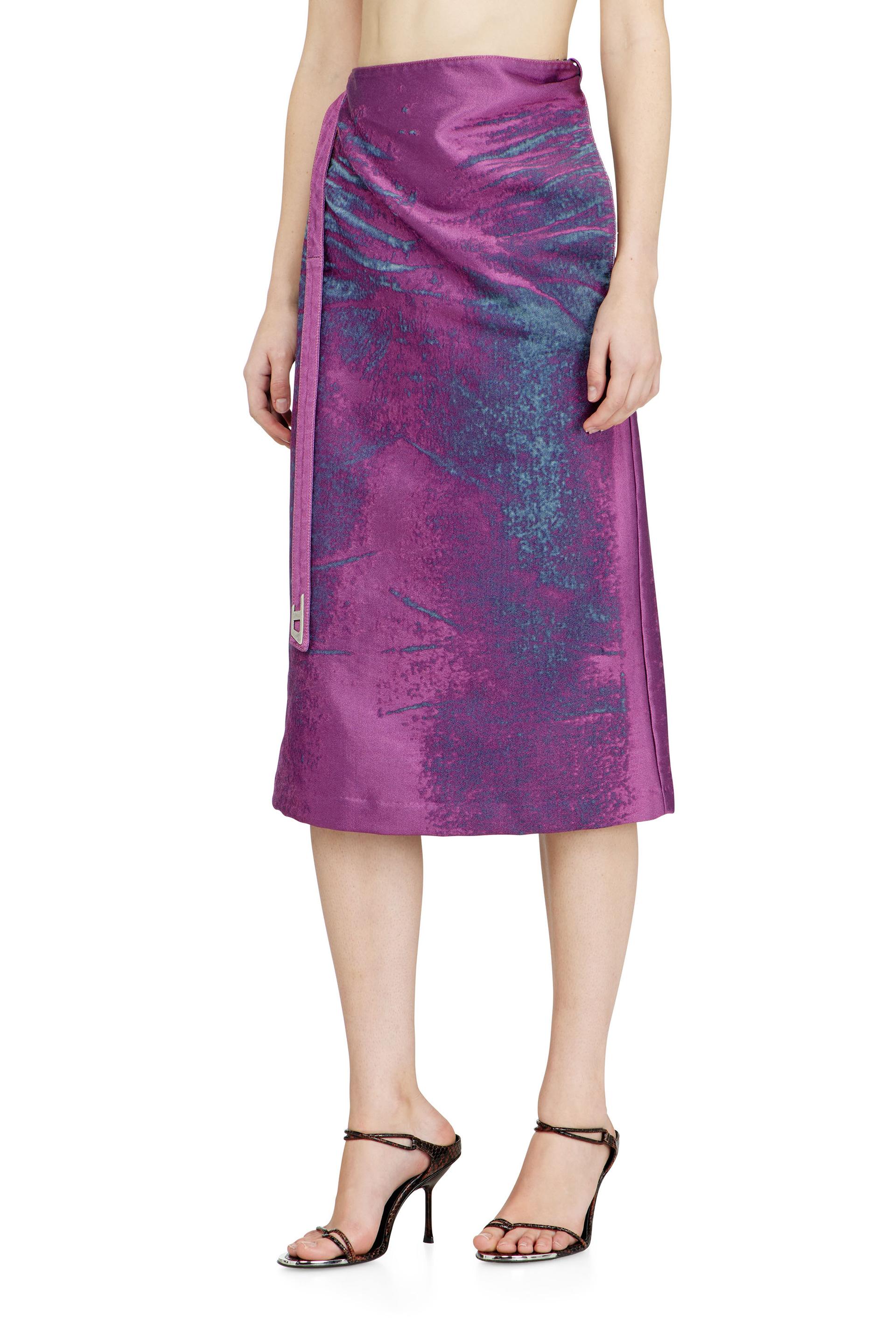 diesel - midi skirt in coloured satin denim - skirts - woman - violet