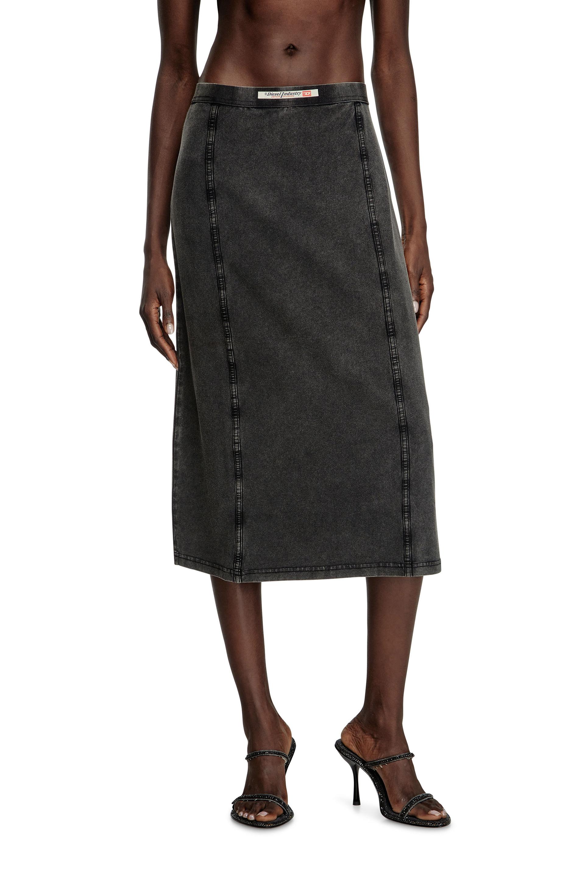 diesel - midi skirt with denim effect - skirts - woman - black