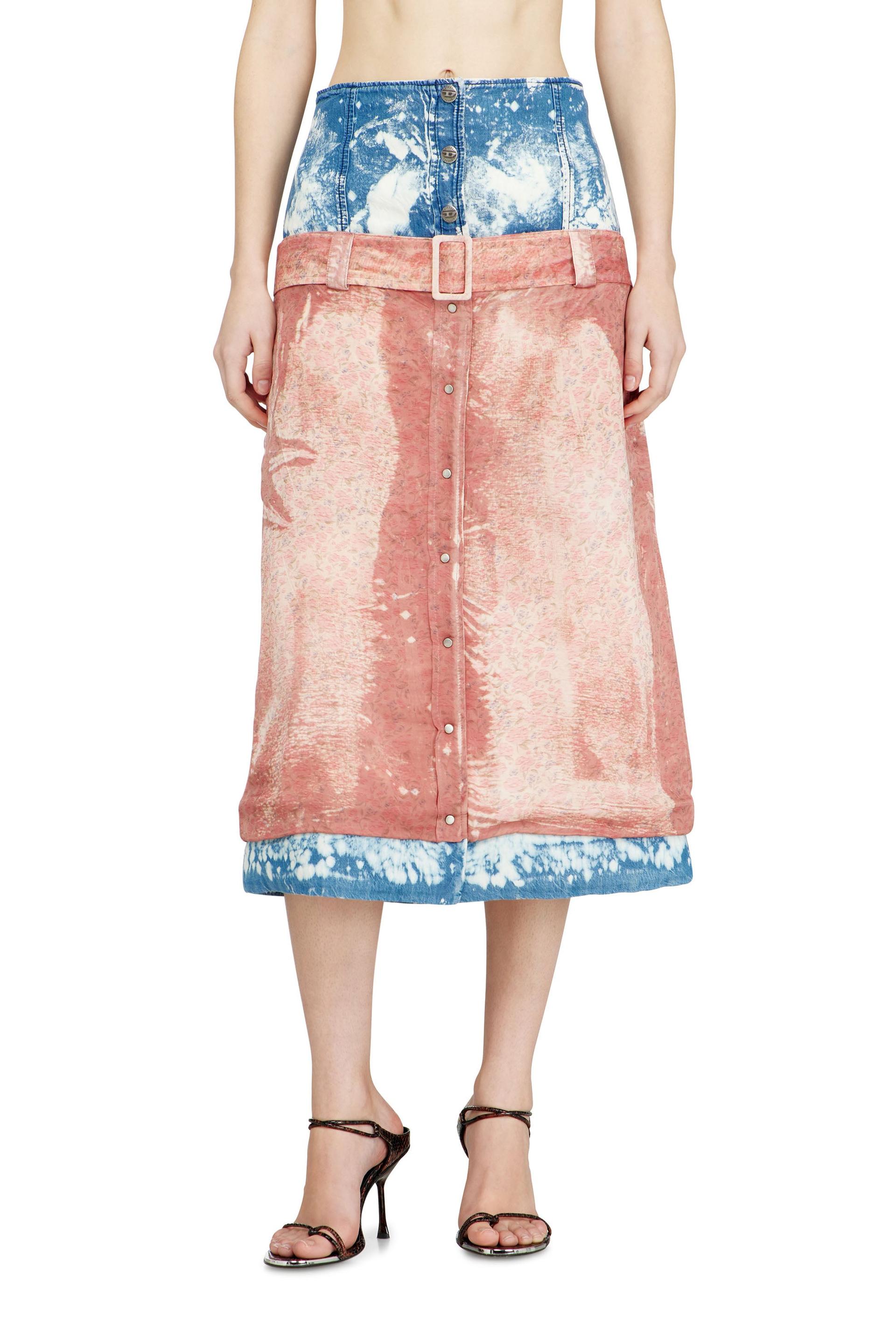 diesel - midi skirt with layered effect - skirts - woman - multicolor