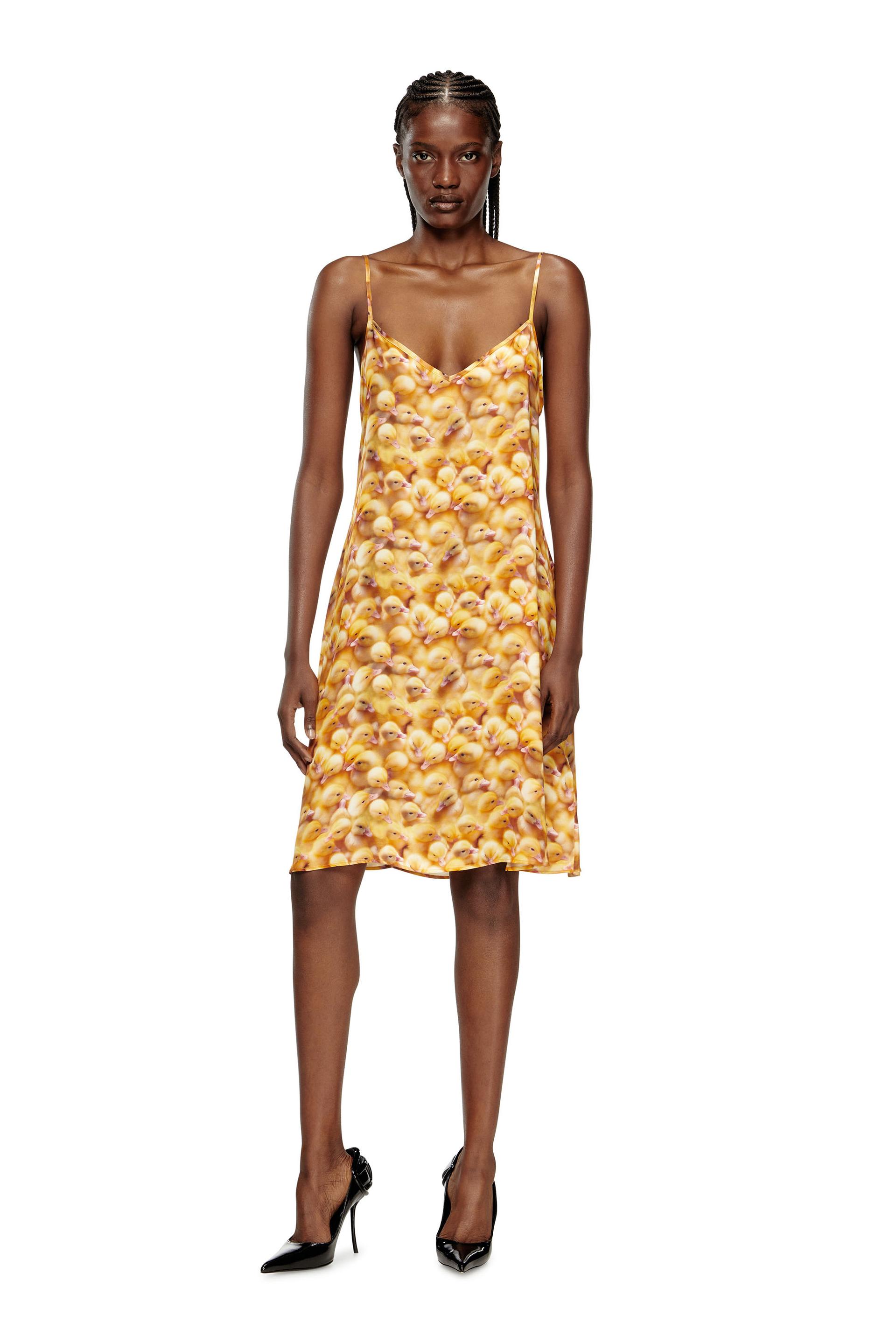 diesel - mini dress in viscose with all-over print - dresses - woman - yellow