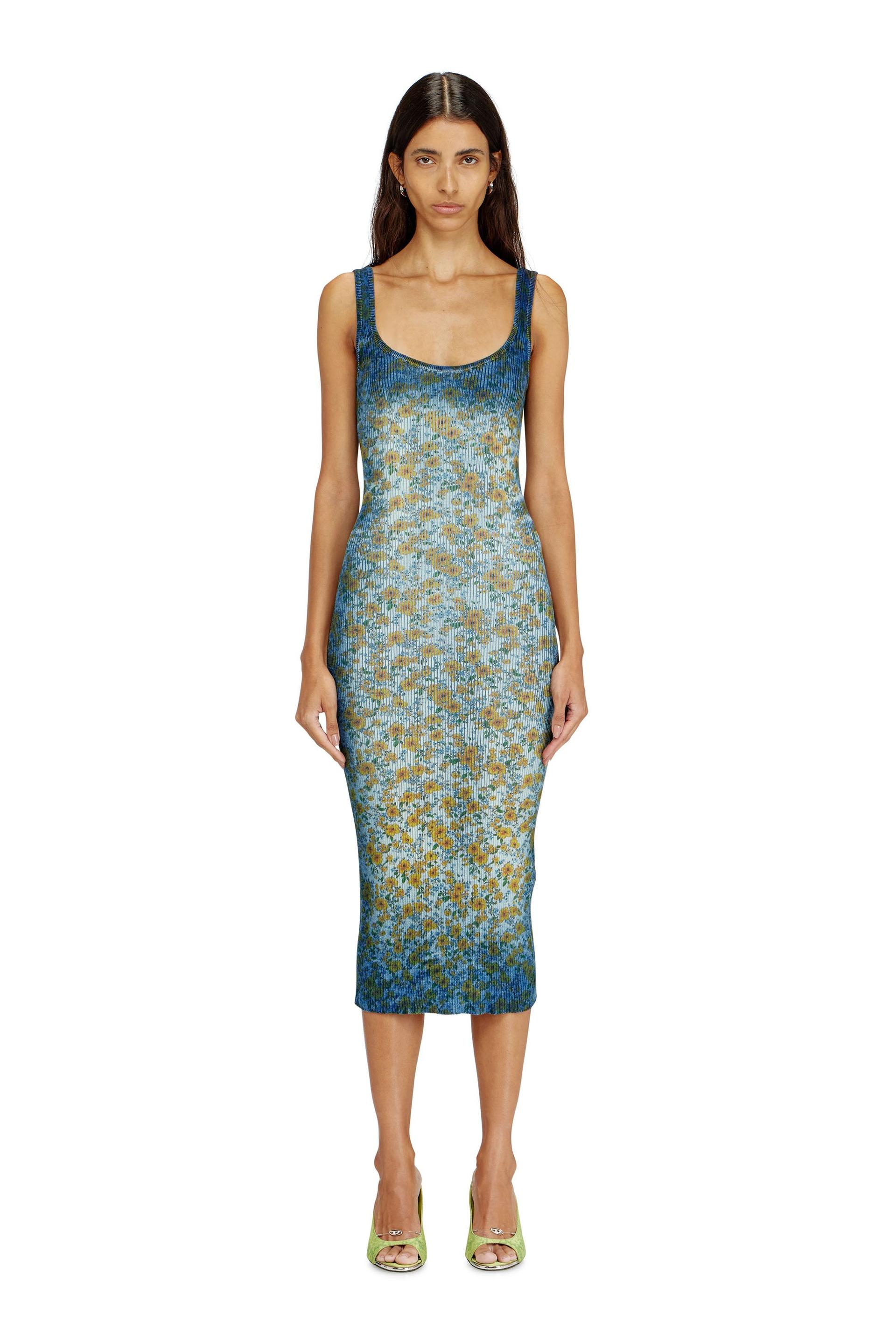 diesel - mini dress with floral x-ray effect - dresses - woman - blue