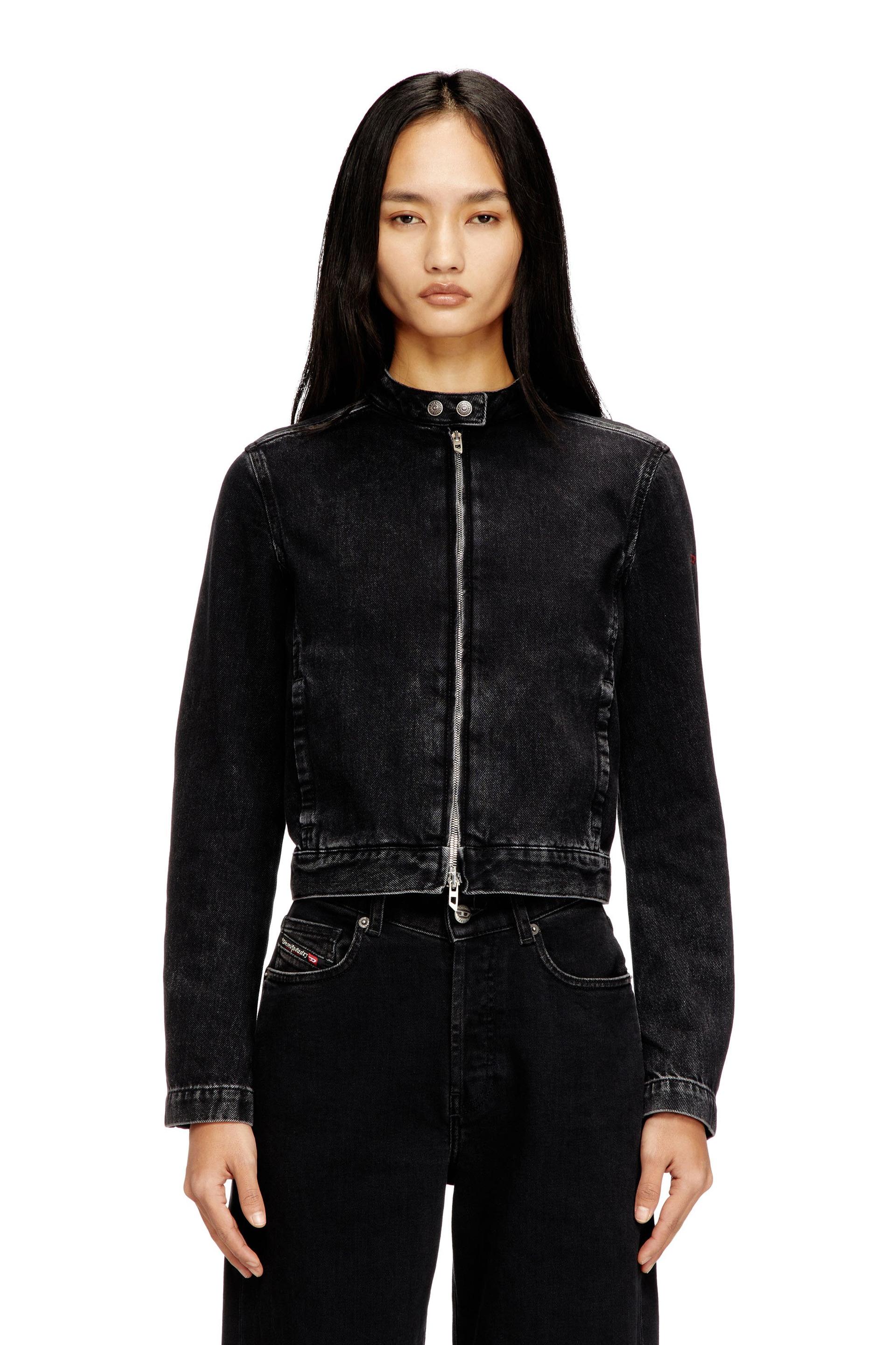 diesel - moto jacket in denim in clean-wash denim - denim jackets - woman - black