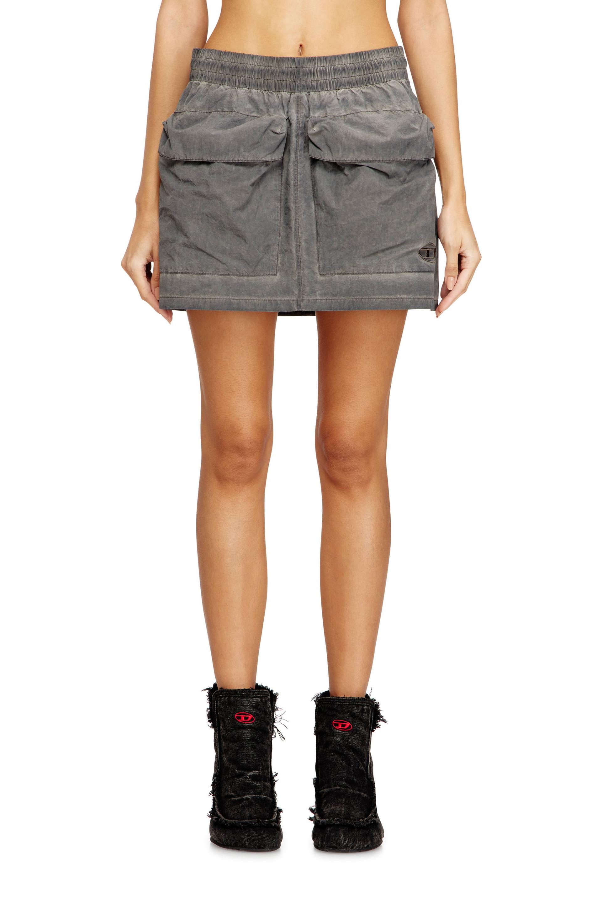 diesel - nylon miniskirt with maxi pouch pockets - skirts - woman - grey