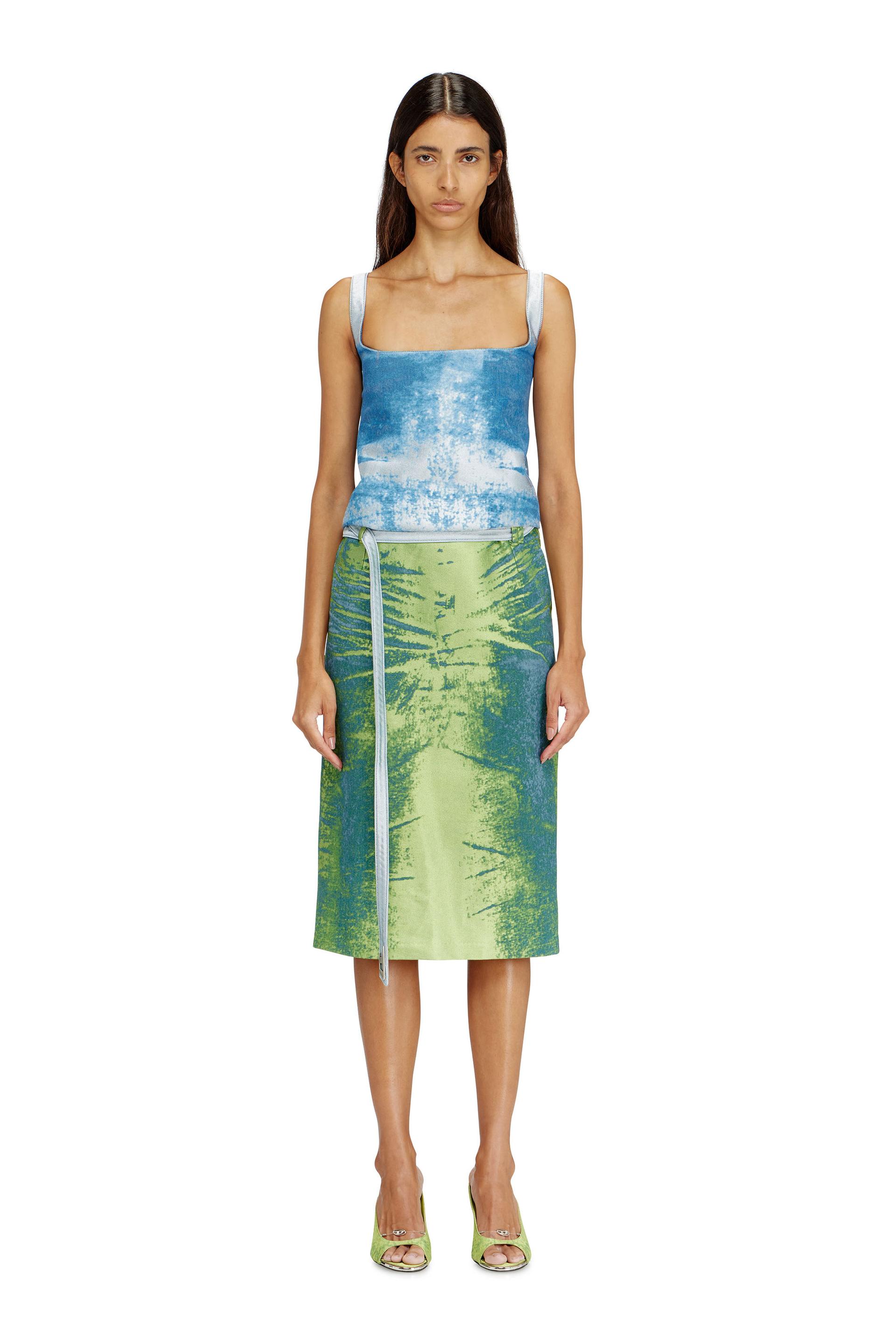 diesel - open-back apron dress in coloured satin denim - dresses - woman - multicolor