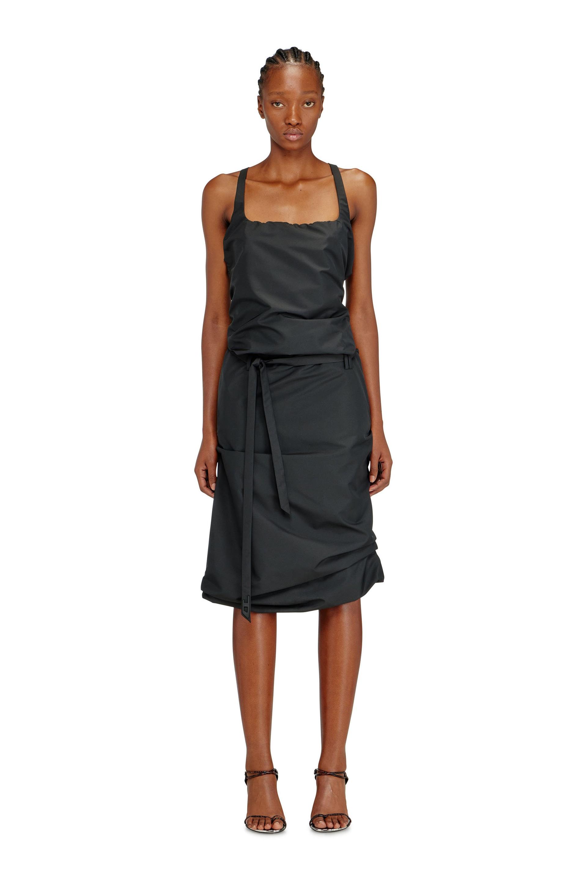 diesel - open-back apron dress in taffeta - dresses - woman - black
