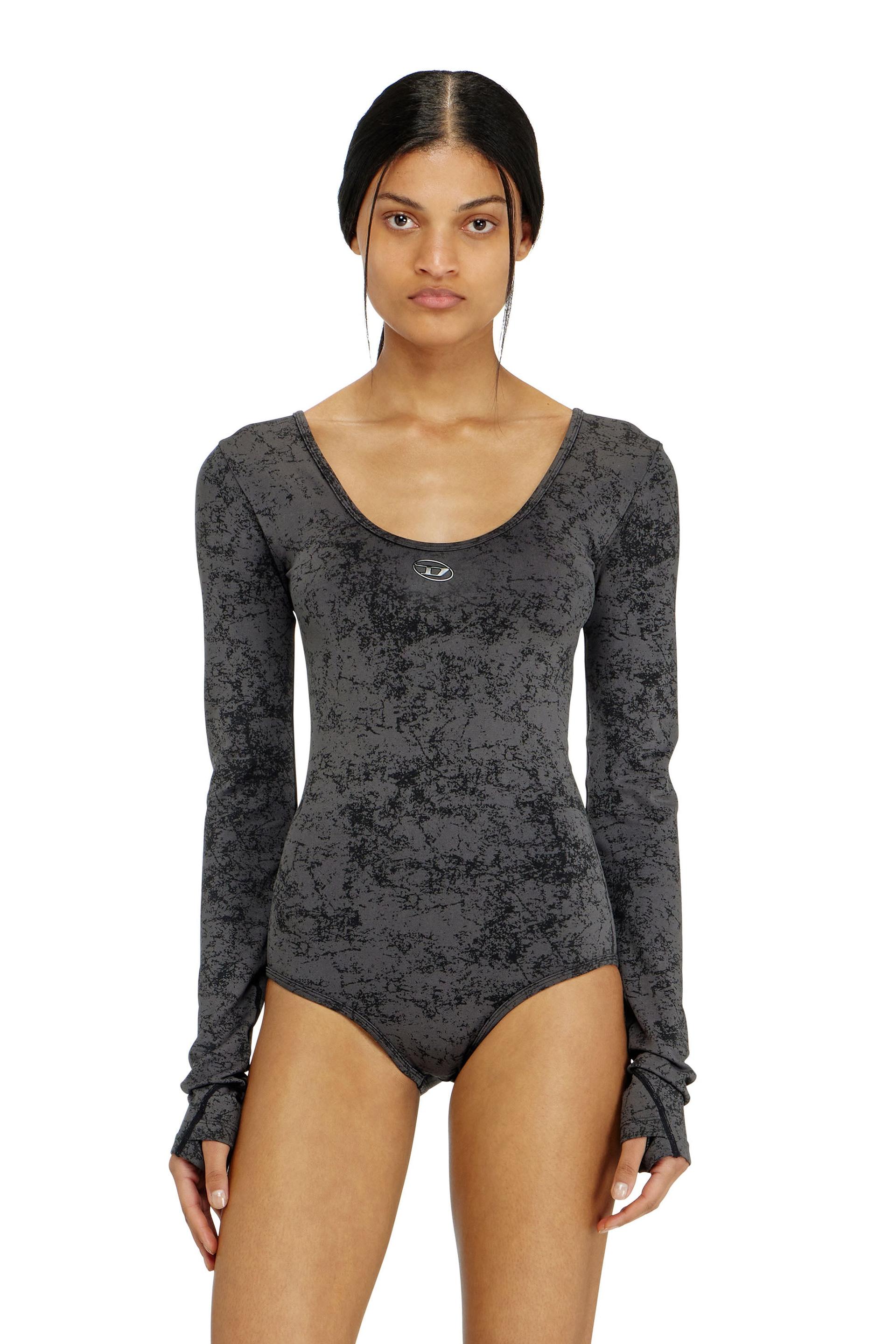 diesel - open-back bodysuit with utilitarian print - bodysuits - woman - black