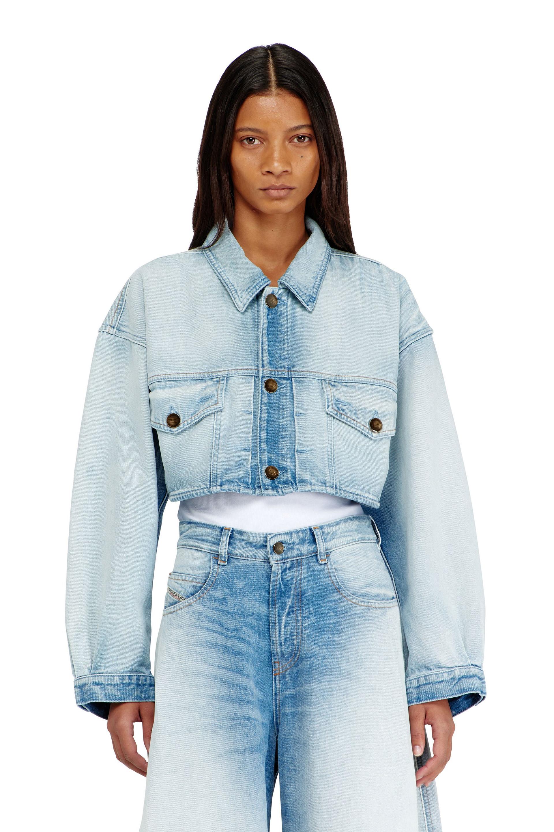 diesel - oversized cropped trucker jacket - denim jackets - woman - blue