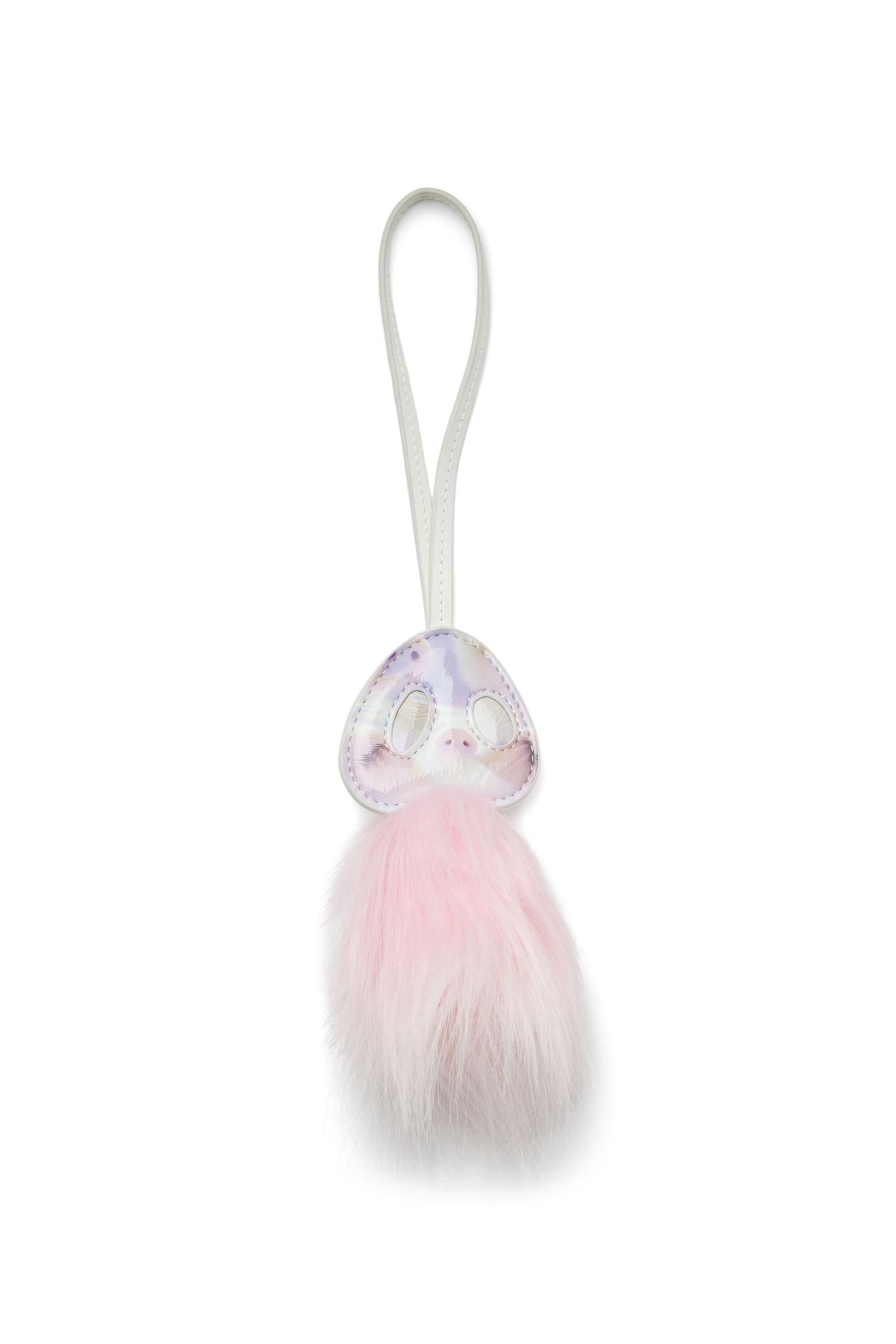 diesel - pig's snout bag charm with fluffy detail - charms and keyrings - woman - pink
