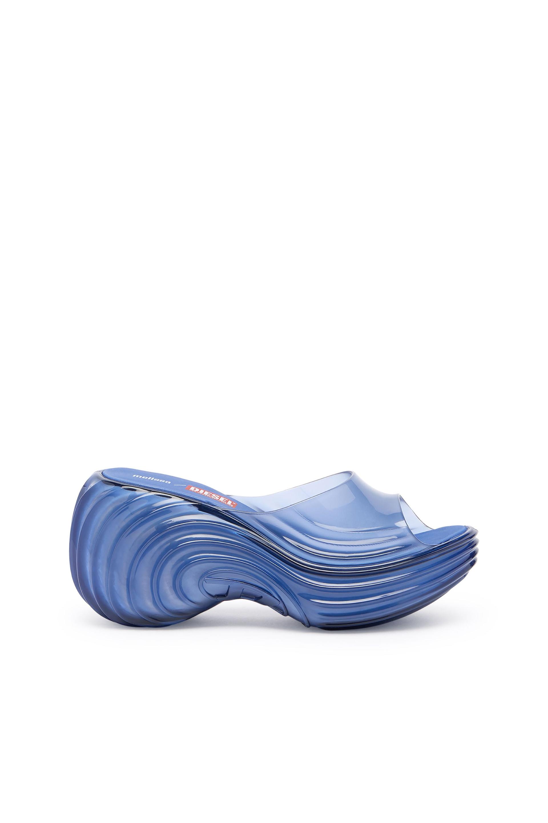 diesel - platform mule in melflex - sandals - woman - blue