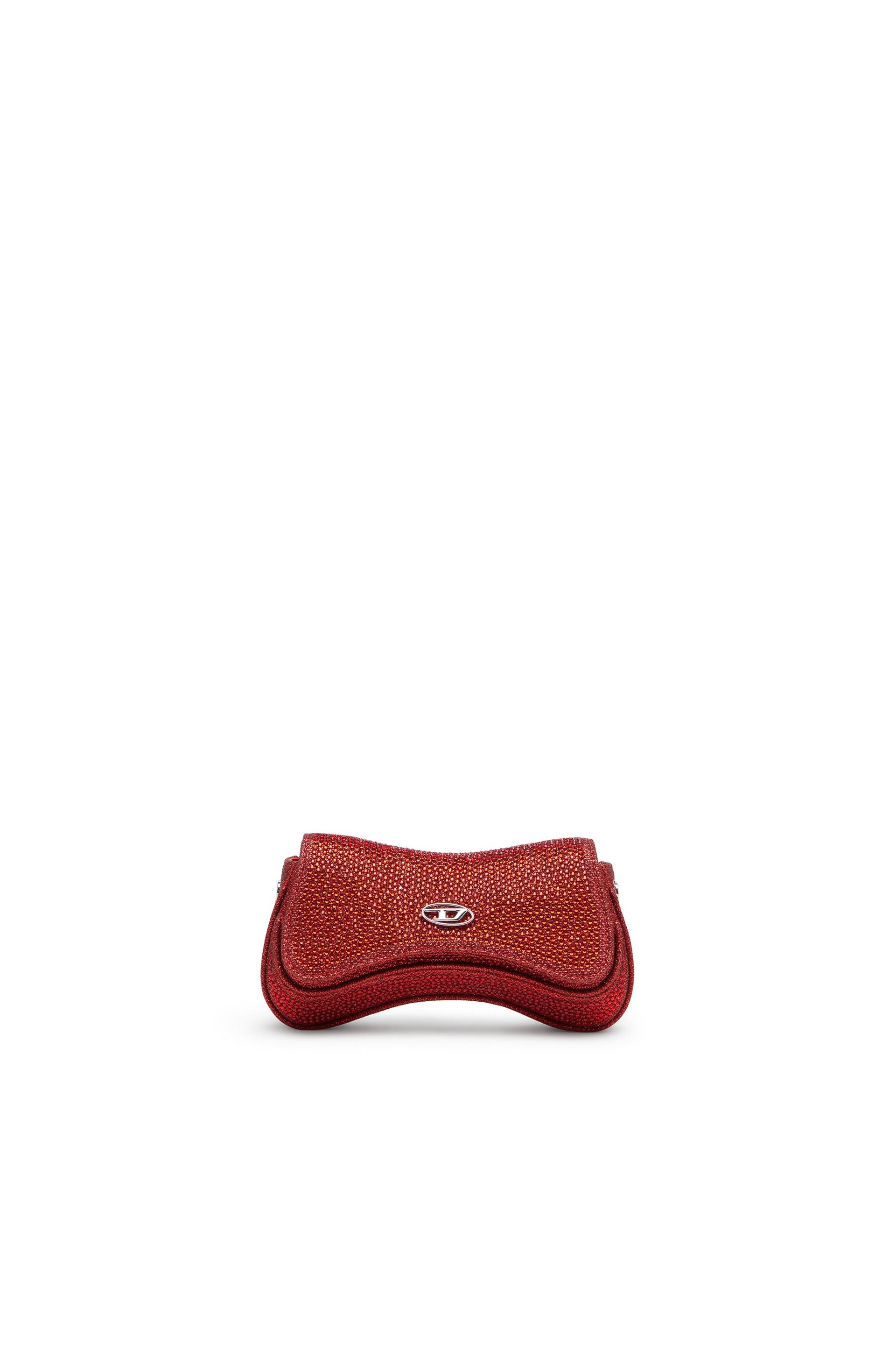 diesel - play-mini crossbody bag in crystal lurex - crossbody bags - woman - red