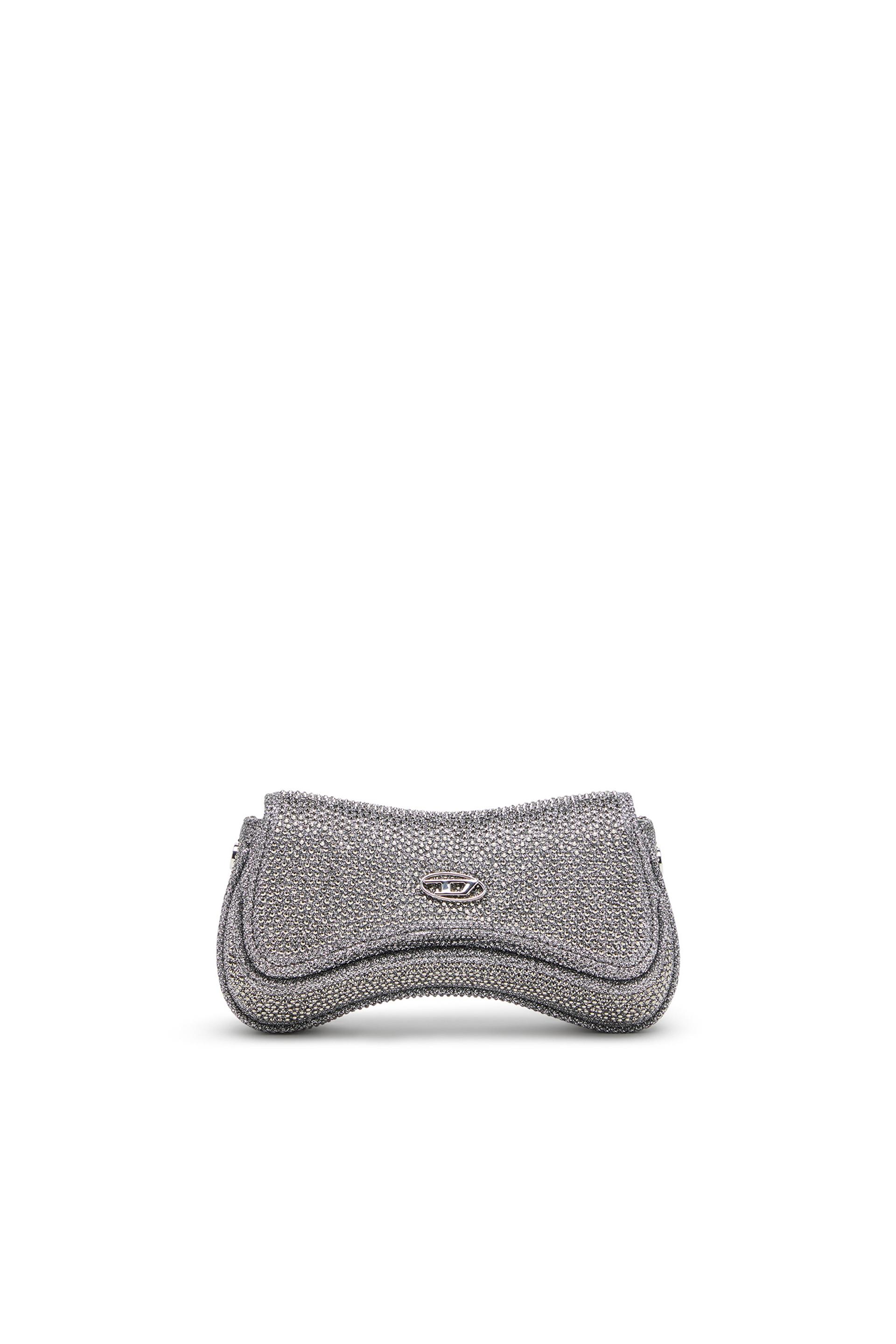 diesel - play-mini crossbody bag in crystal lurex - crossbody bags - woman - silver