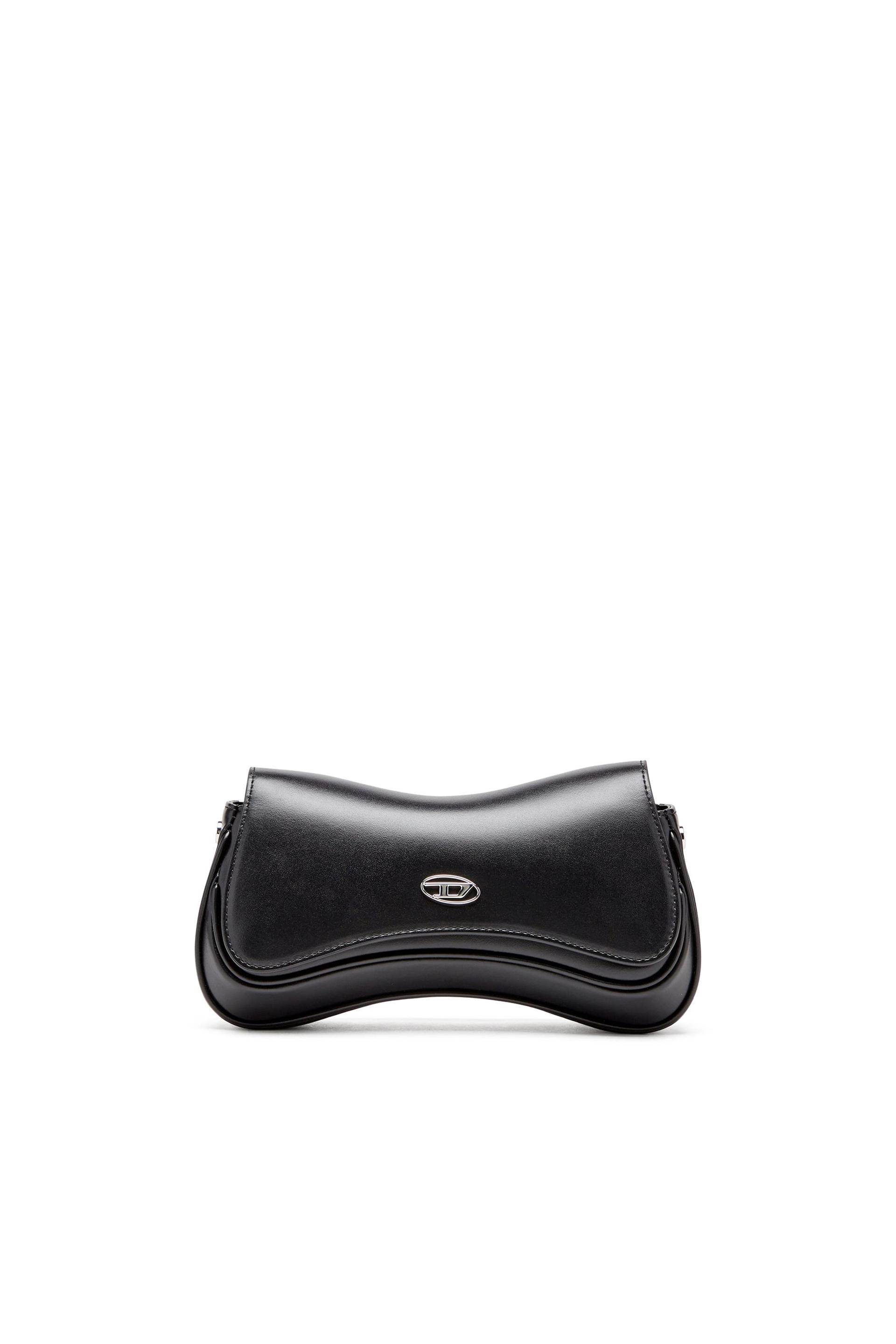 diesel - play-semi gloss leather shoulder bag - clutches - woman - black