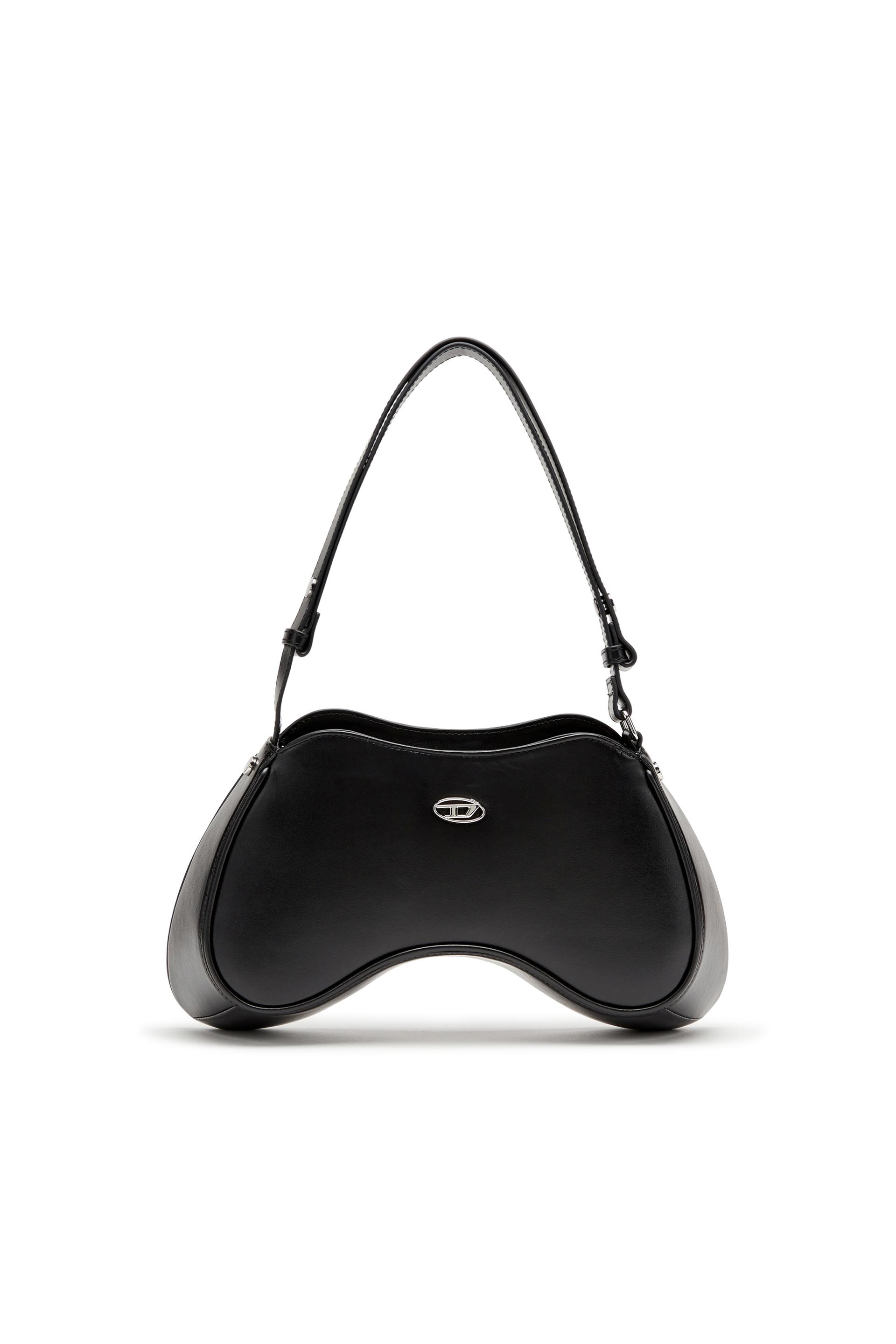diesel - play-semi gloss leather shoulder bag - shoulder bags - woman - black