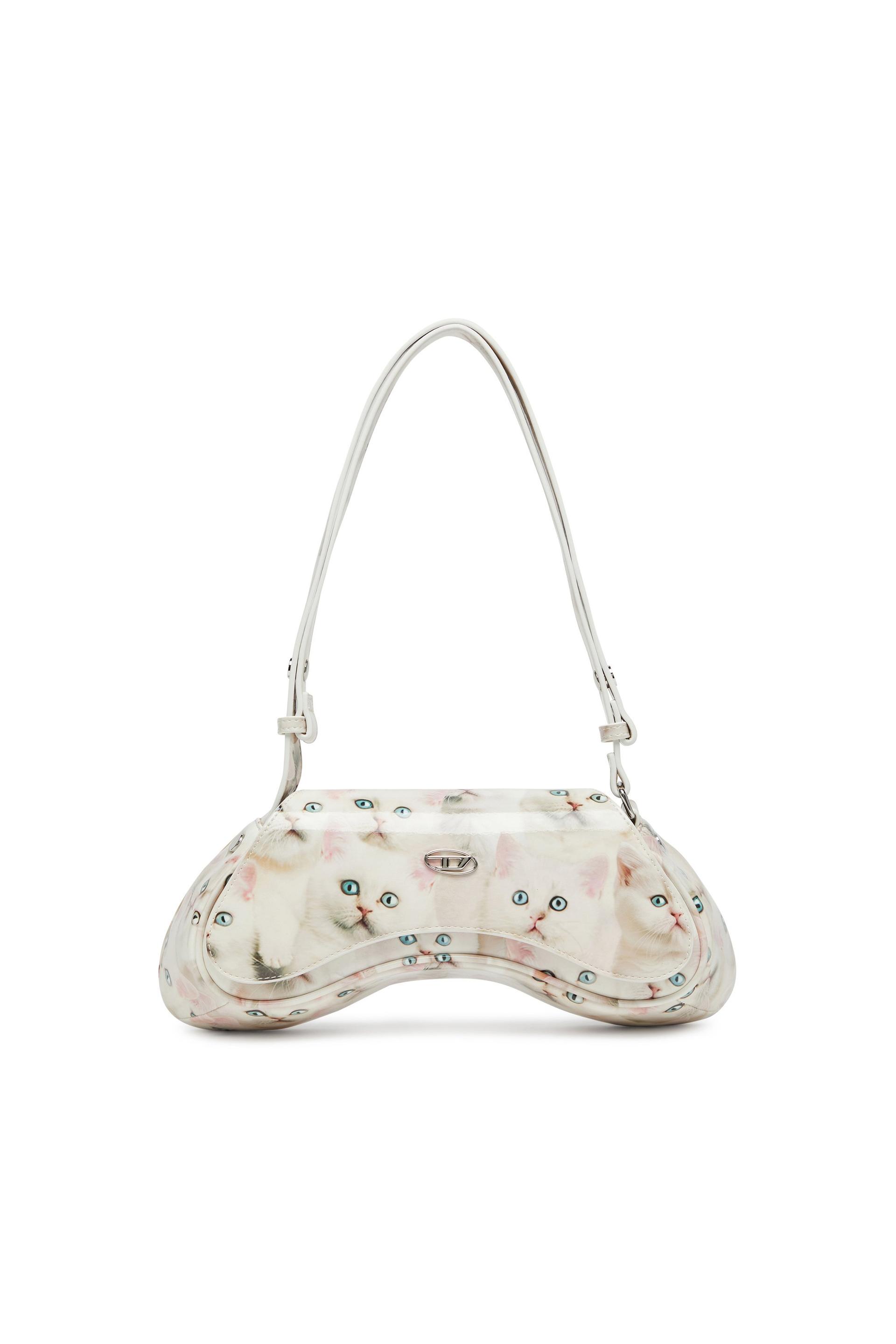 diesel - play-shoulder bag in printed glossy pu - crossbody bags - woman - white