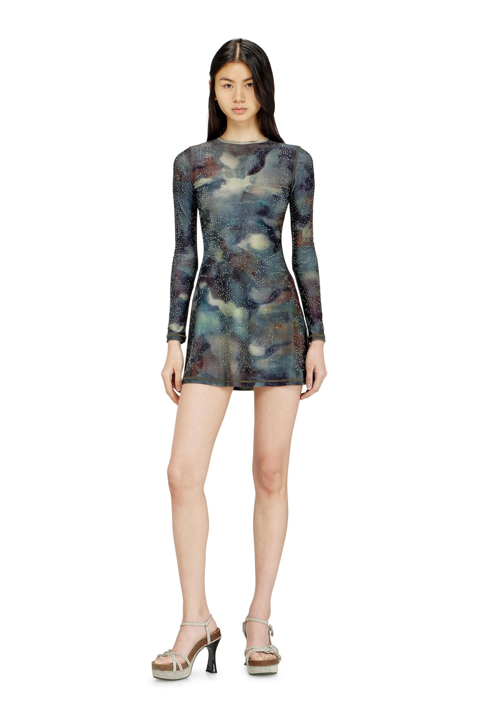diesel - printed mini dress with crystal details - dresses - woman - multicolor