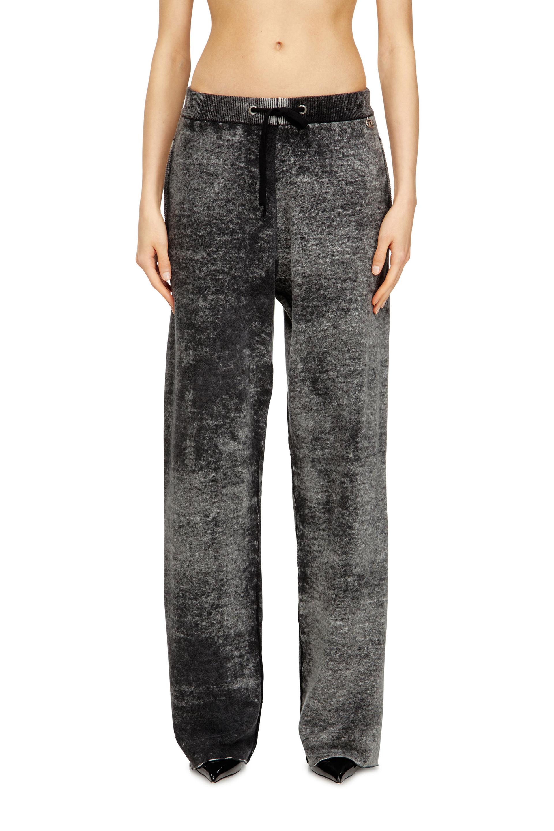 diesel - reverse-print knitted wool track pants - shorts - woman - grey