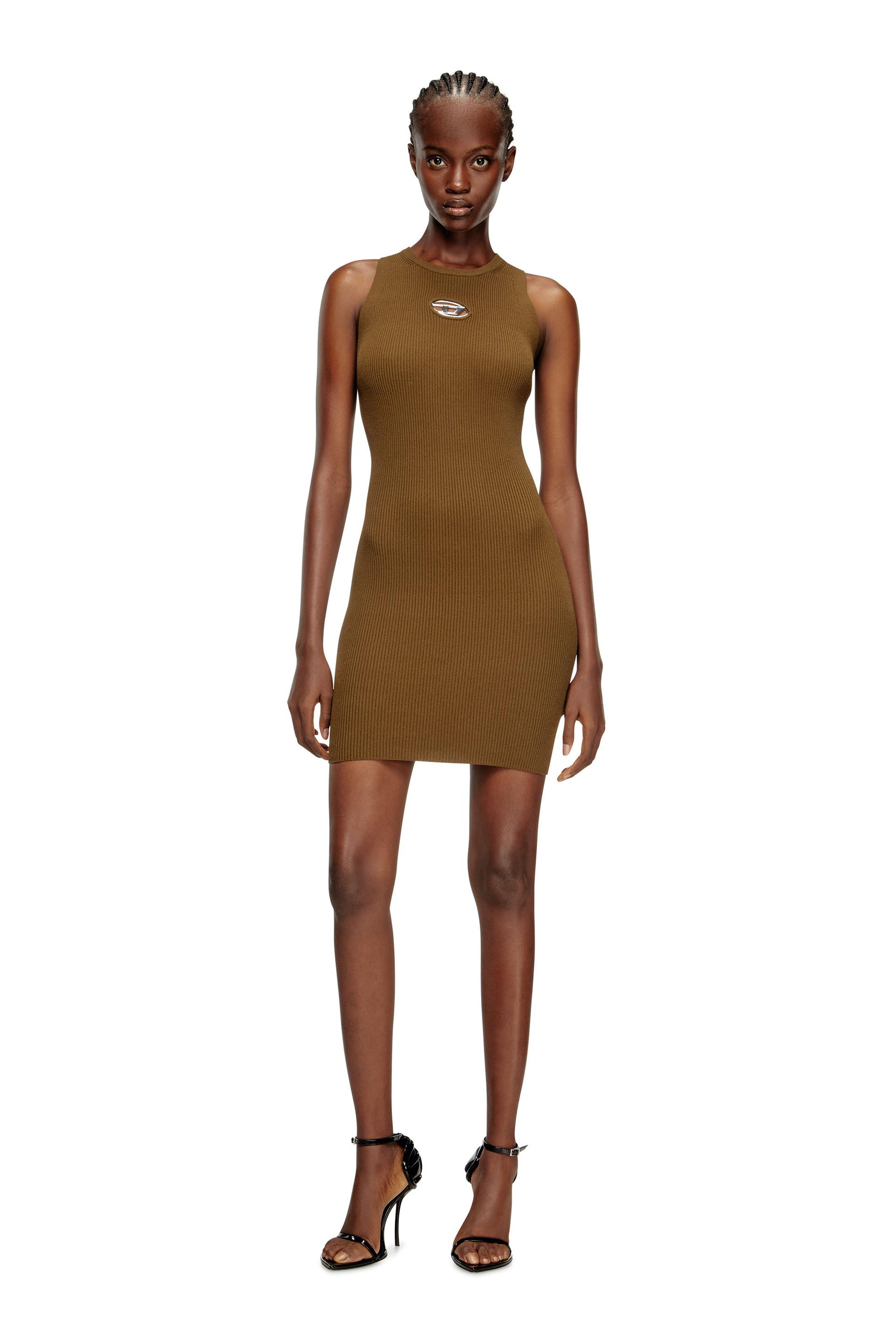 diesel - ribbed knit sleeveless dress - dresses - woman - brown